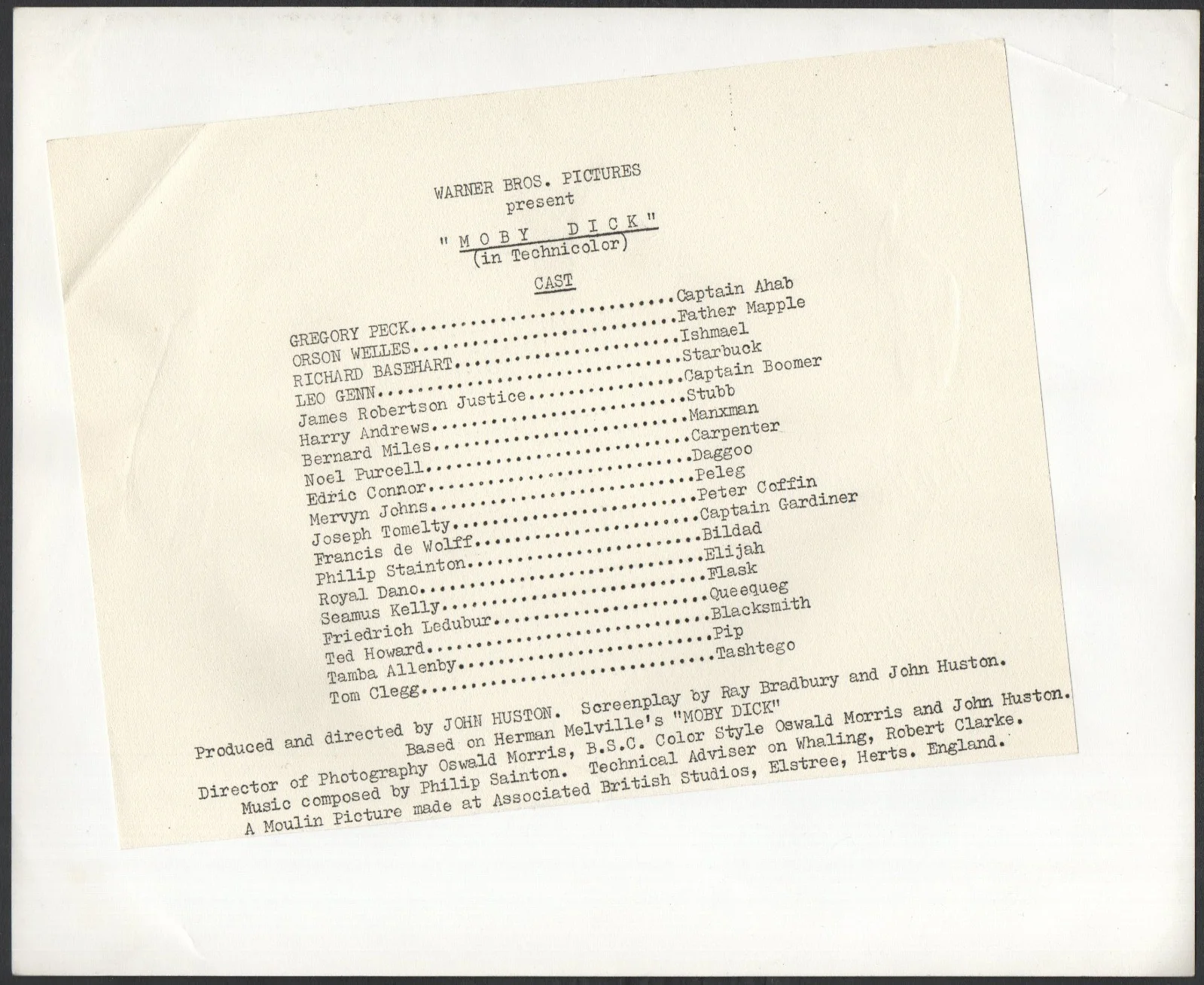 MOBY DICK 1956 Gregory Peck Herman Melville 3 10x8 STILLS, image 5