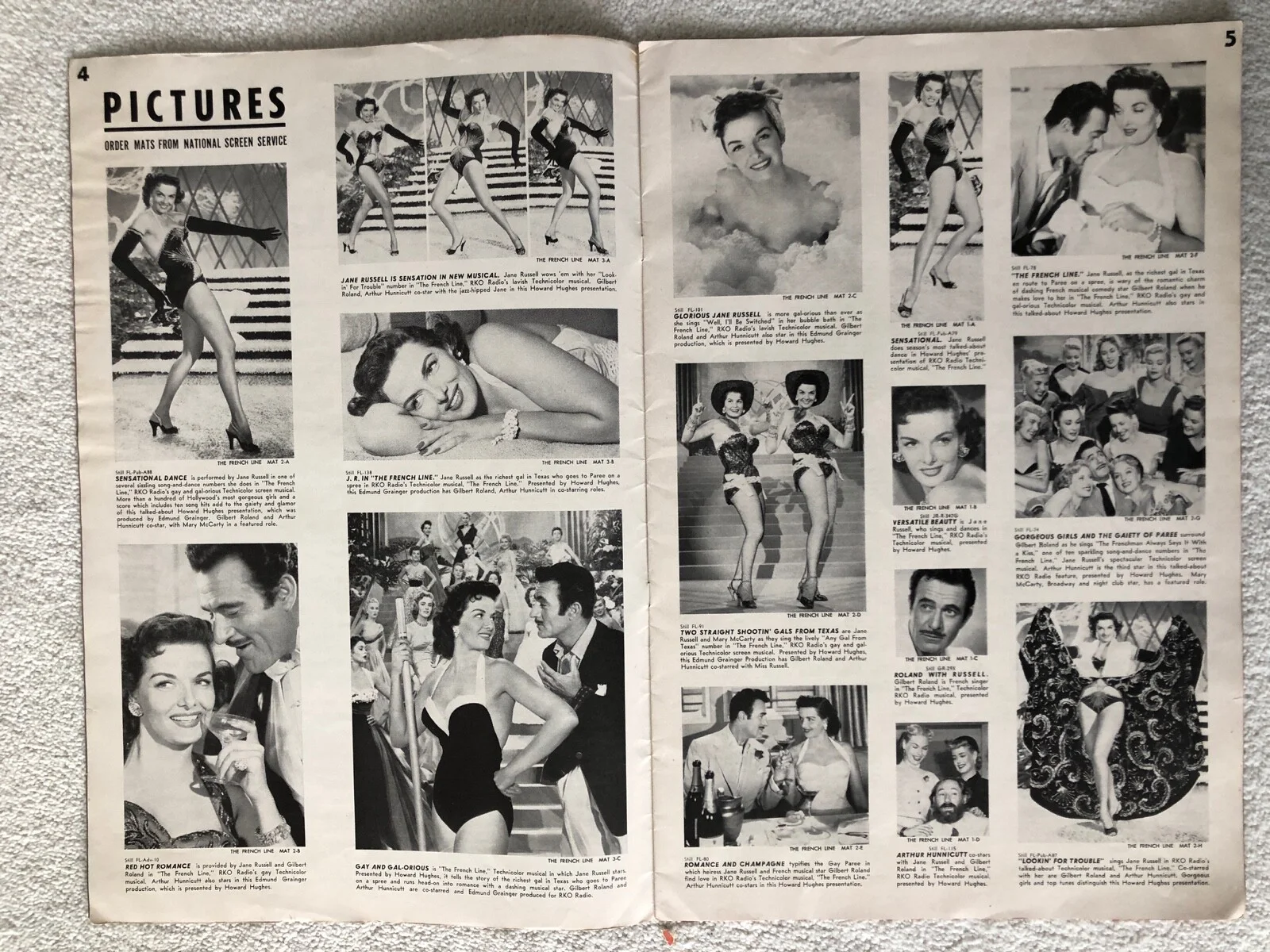 THE FRENCH LINE - VINTAGE ORIGINAL 1954 JANE RUSSELL PRESSBOOK - 28 PAGES, изображение 3