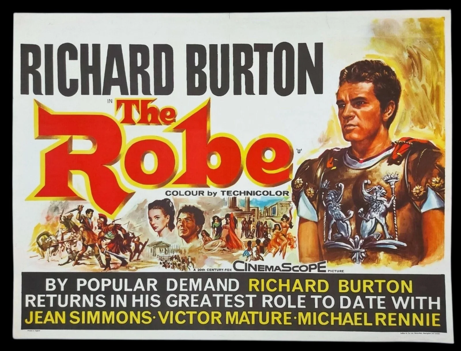 THE ROBE (1953) ORIGINAL UK QUAD FILM POSTER 1964 RICHARED BURTON, изображение 2