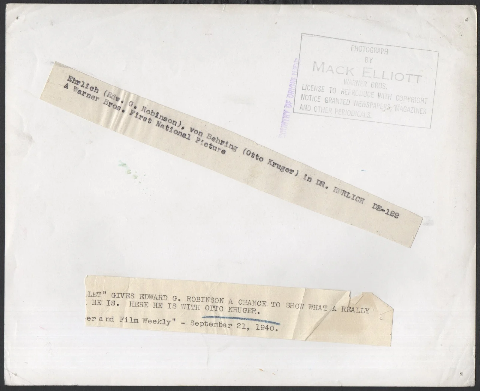 DR ERHLICH’S MAGIC BULLET 1940 Edward G. Robinson, Otto Kruger 10x8 STILL #122, изображение 2