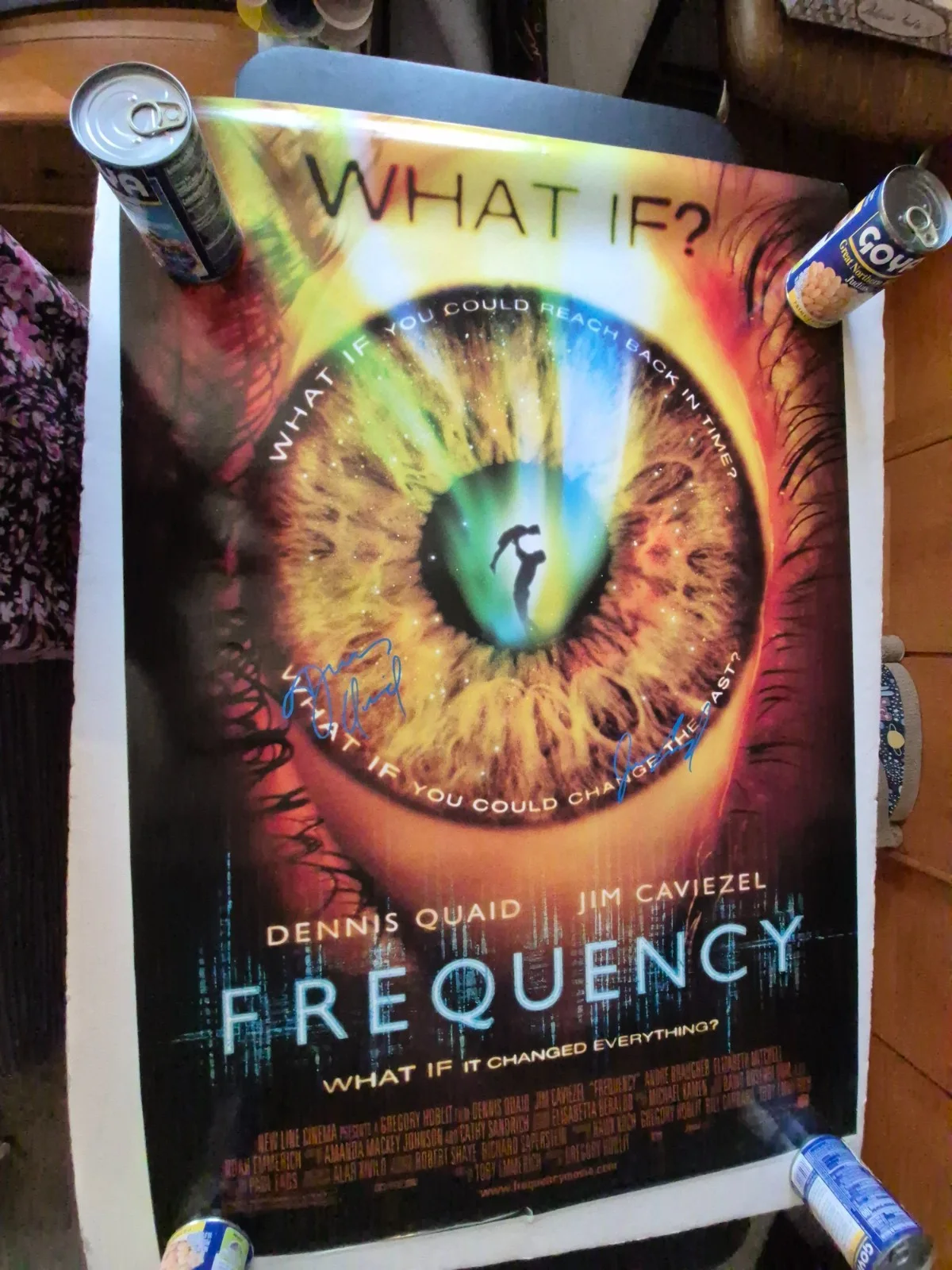 EKIM=INVENTORY — FREQUENCY -DENNIS QUAID-JIM CAVIEZEL-SIGNED MOVIE POSTER-w/COA- ekim, image 3