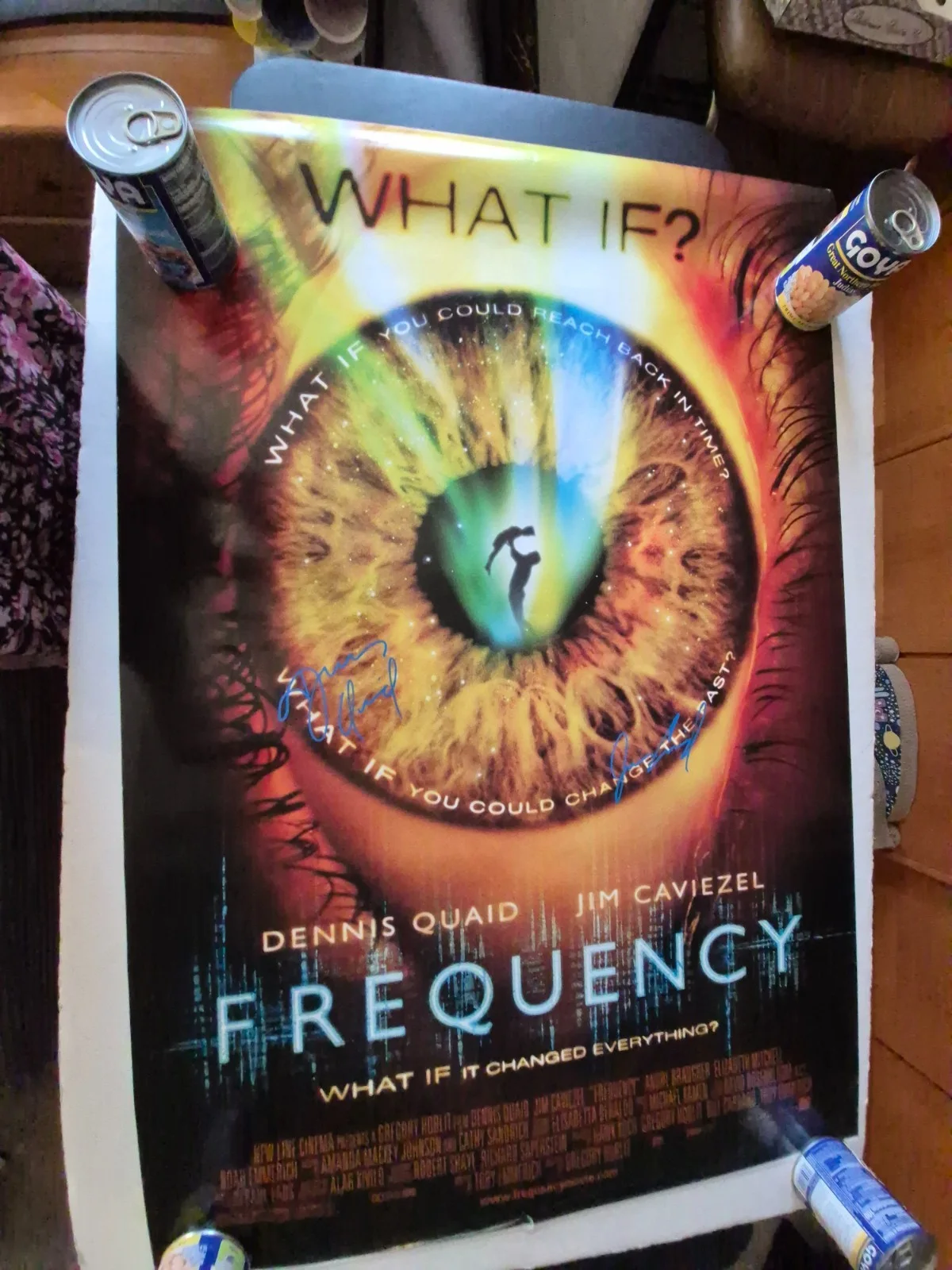 EKIM=INVENTORY — FREQUENCY -DENNIS QUAID-JIM CAVIEZEL-SIGNED MOVIE POSTER-w/COA- ekim, image 4