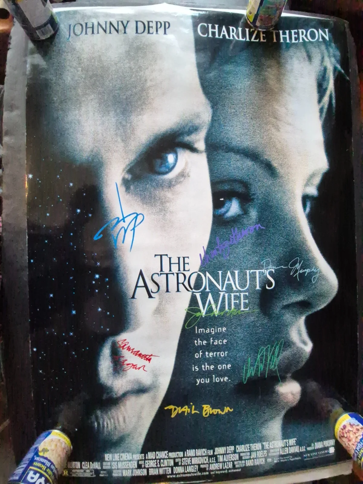 EKIM=INVENTORY — THE ASTRONAUTS WIFE-JOHNNY DEPP-CAST SIGNED MOVIE POSTER-w/COA ekim