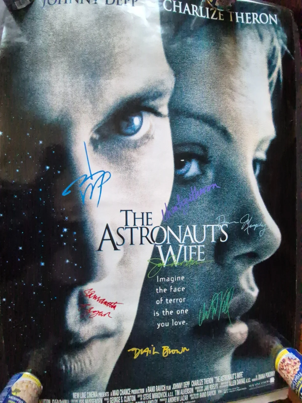 EKIM=INVENTORY — THE ASTRONAUTS WIFE-JOHNNY DEPP-CAST SIGNED MOVIE POSTER-w/COA ekim, изображение 2