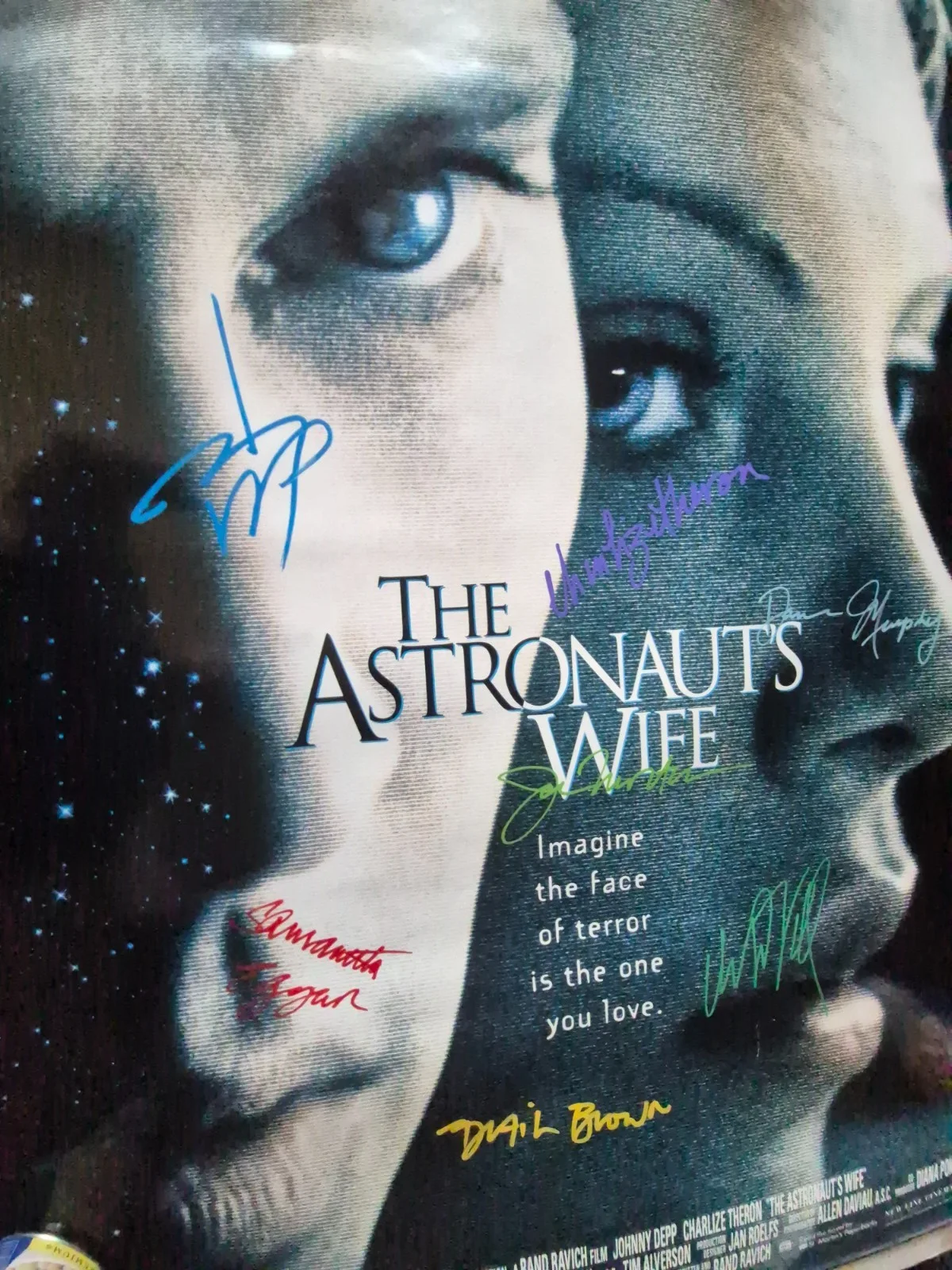 EKIM=INVENTORY — THE ASTRONAUTS WIFE-JOHNNY DEPP-CAST SIGNED MOVIE POSTER-w/COA ekim, изображение 3