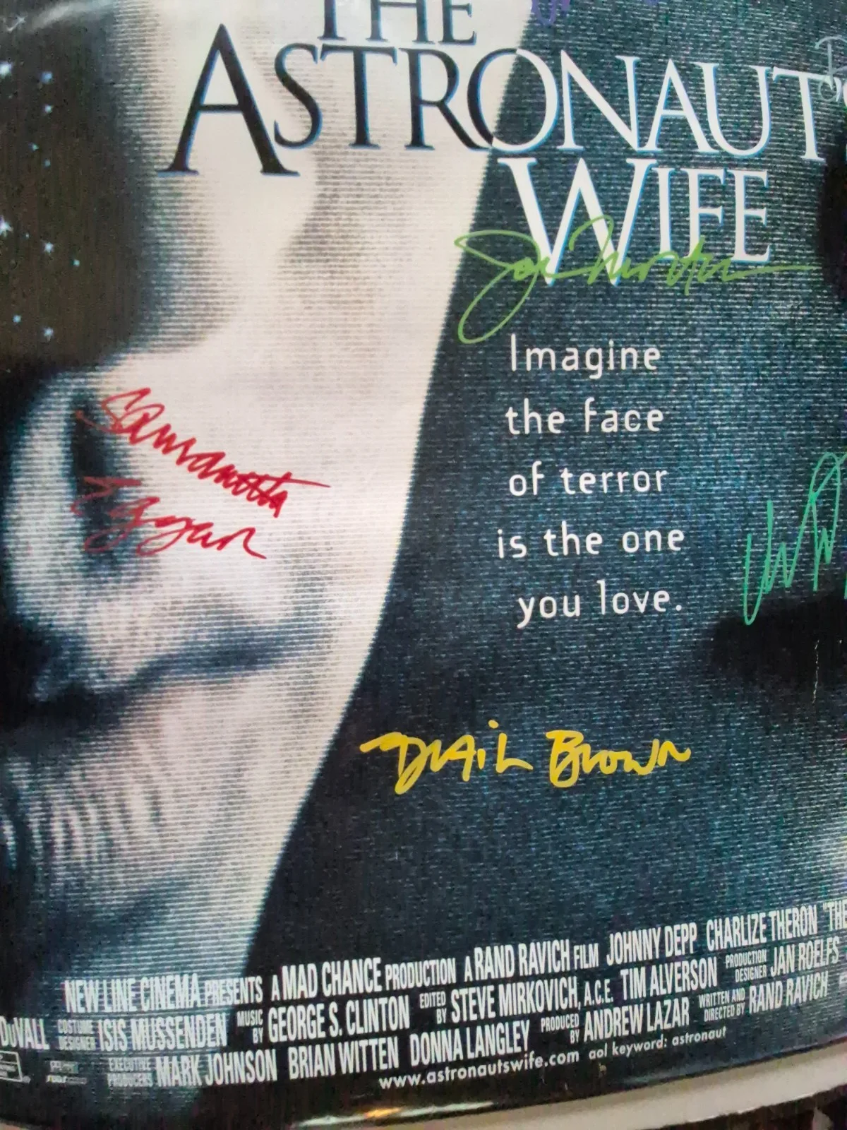 EKIM=INVENTORY — THE ASTRONAUTS WIFE-JOHNNY DEPP-CAST SIGNED MOVIE POSTER-w/COA ekim, изображение 5