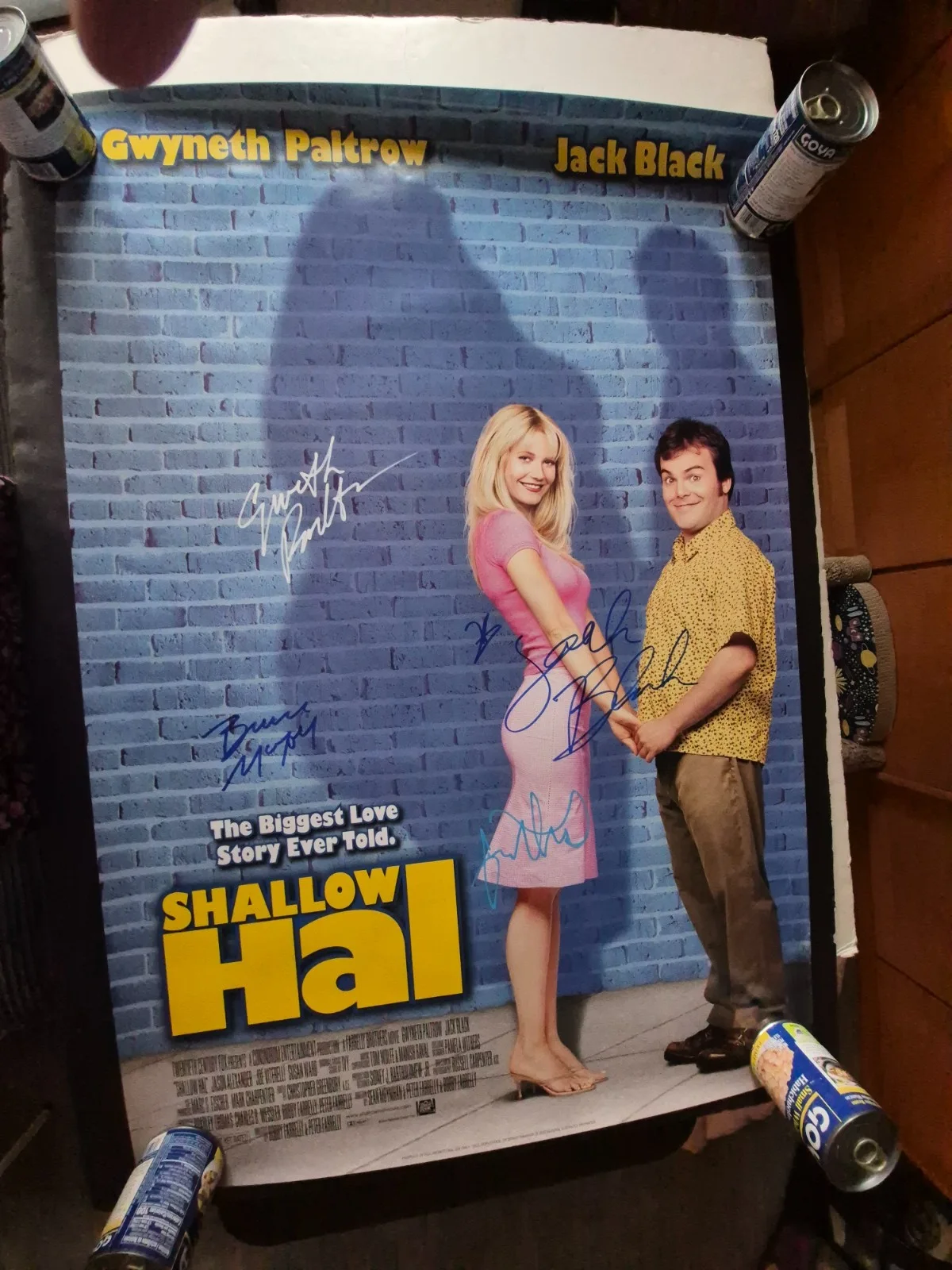 EKIM=INVENTORY — SHALLOW HAL-JACK BLACK-CAST SIGNED MOVIE POSTER-w/COA-2 SIDED ekim