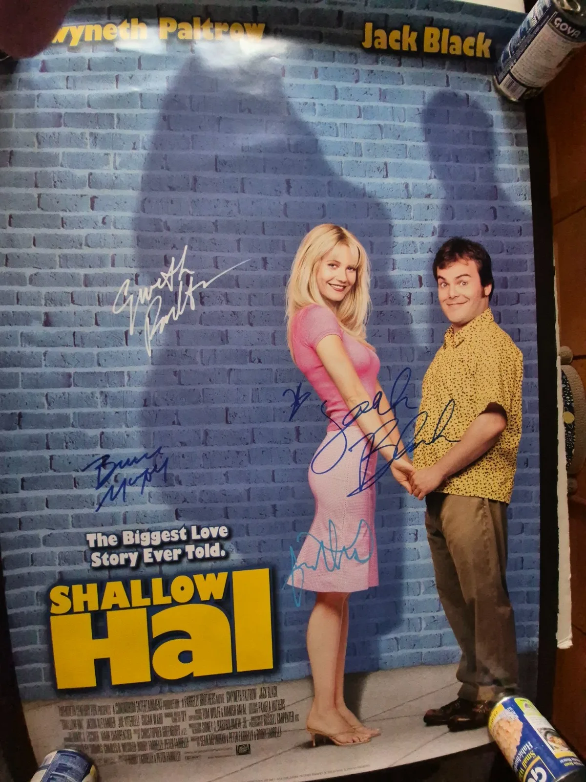 EKIM=INVENTORY — SHALLOW HAL-JACK BLACK-CAST SIGNED MOVIE POSTER-w/COA-2 SIDED ekim, изображение 2