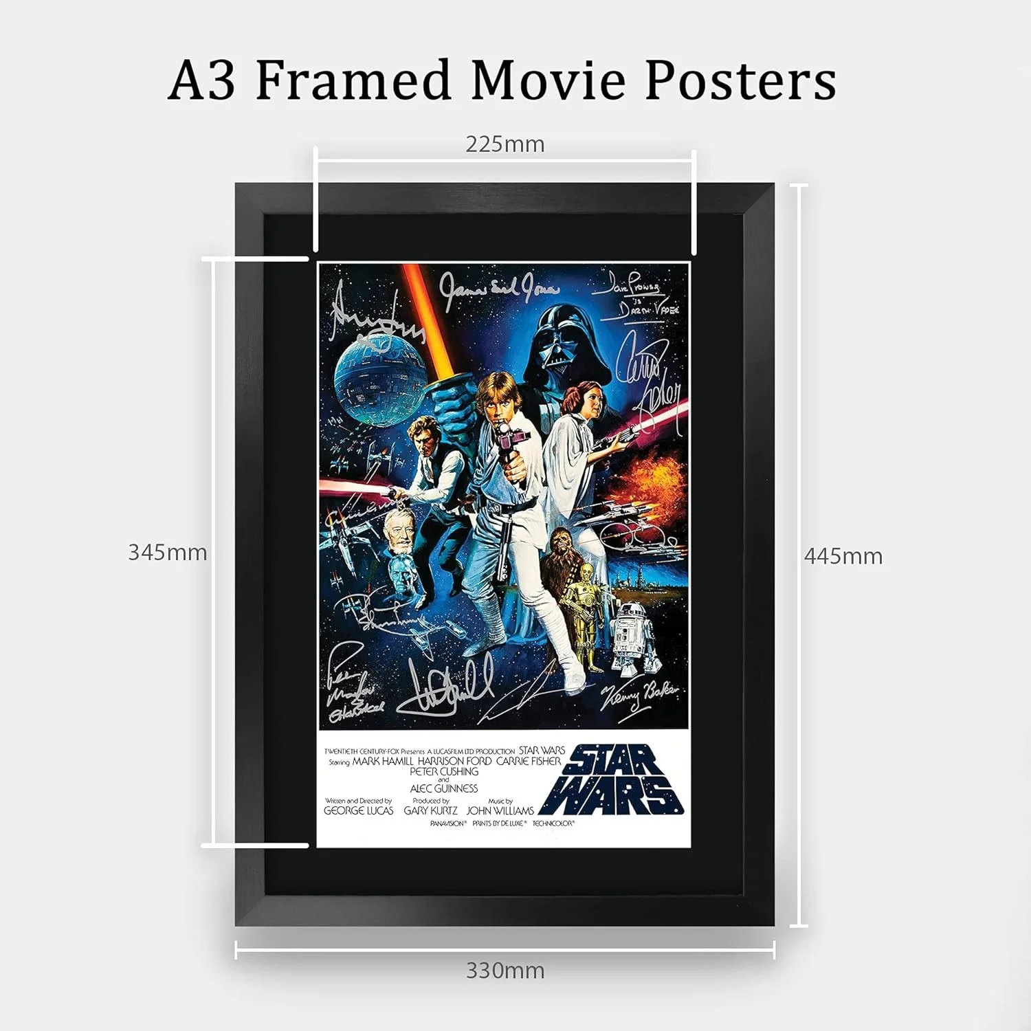 Star Wars a New Hope Movie Poster Cast Signed Framed Gift Printed A..., image 3