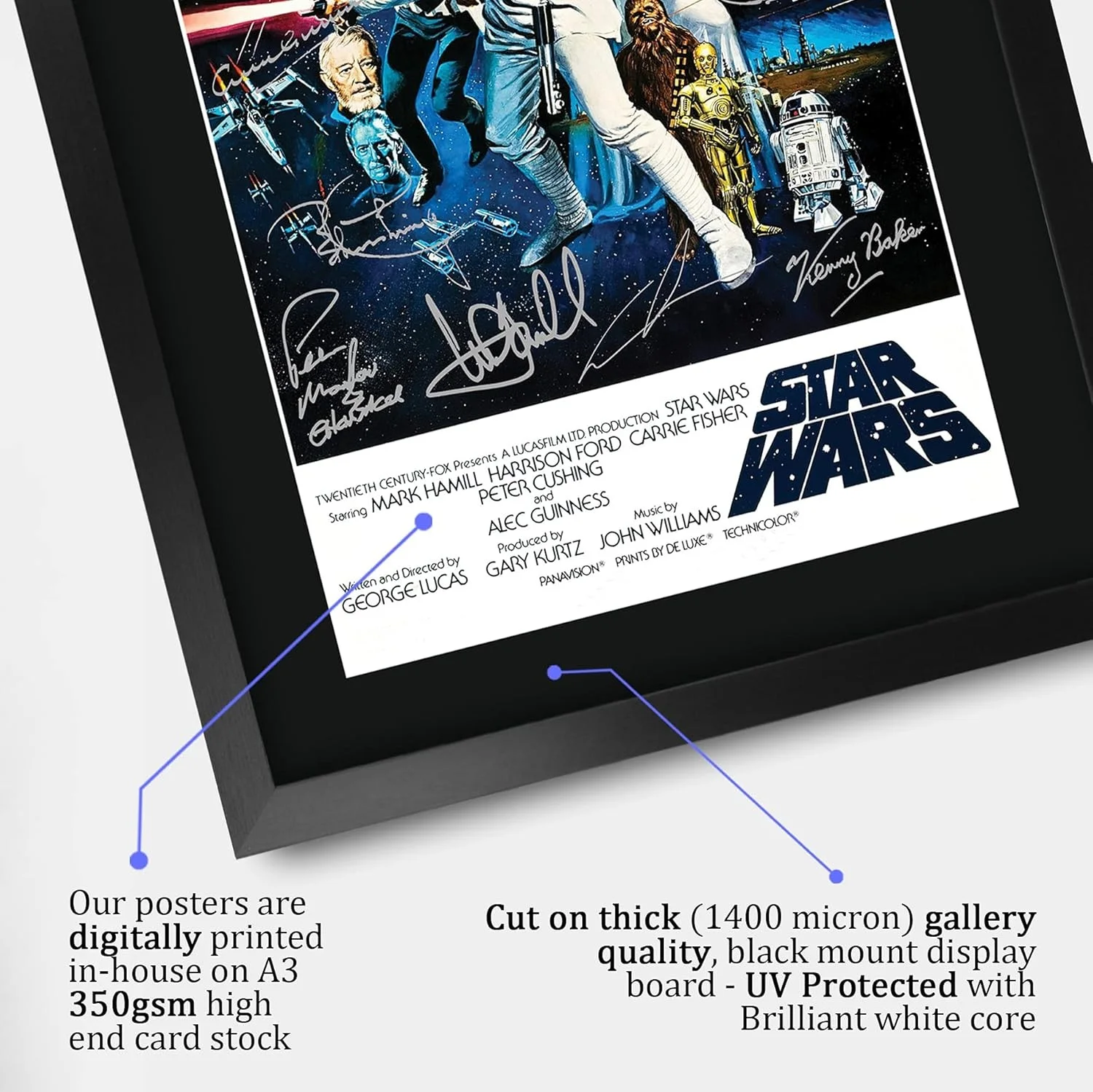 Star Wars a New Hope Movie Poster Cast Signed Framed Gift Printed A..., image 4