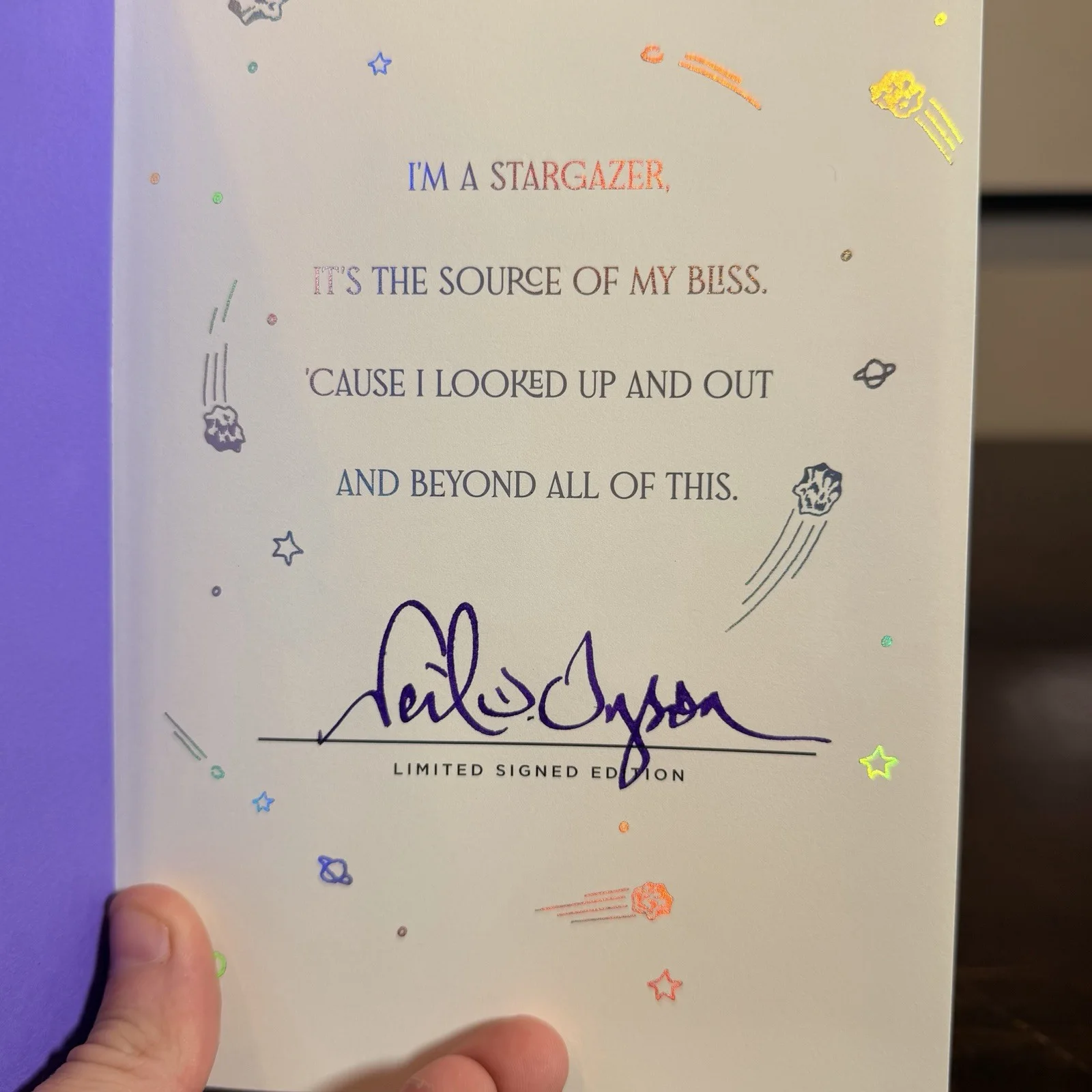 Neil DeGrasse Tyson “Just Visiting This Planet” signed edition, image 4
