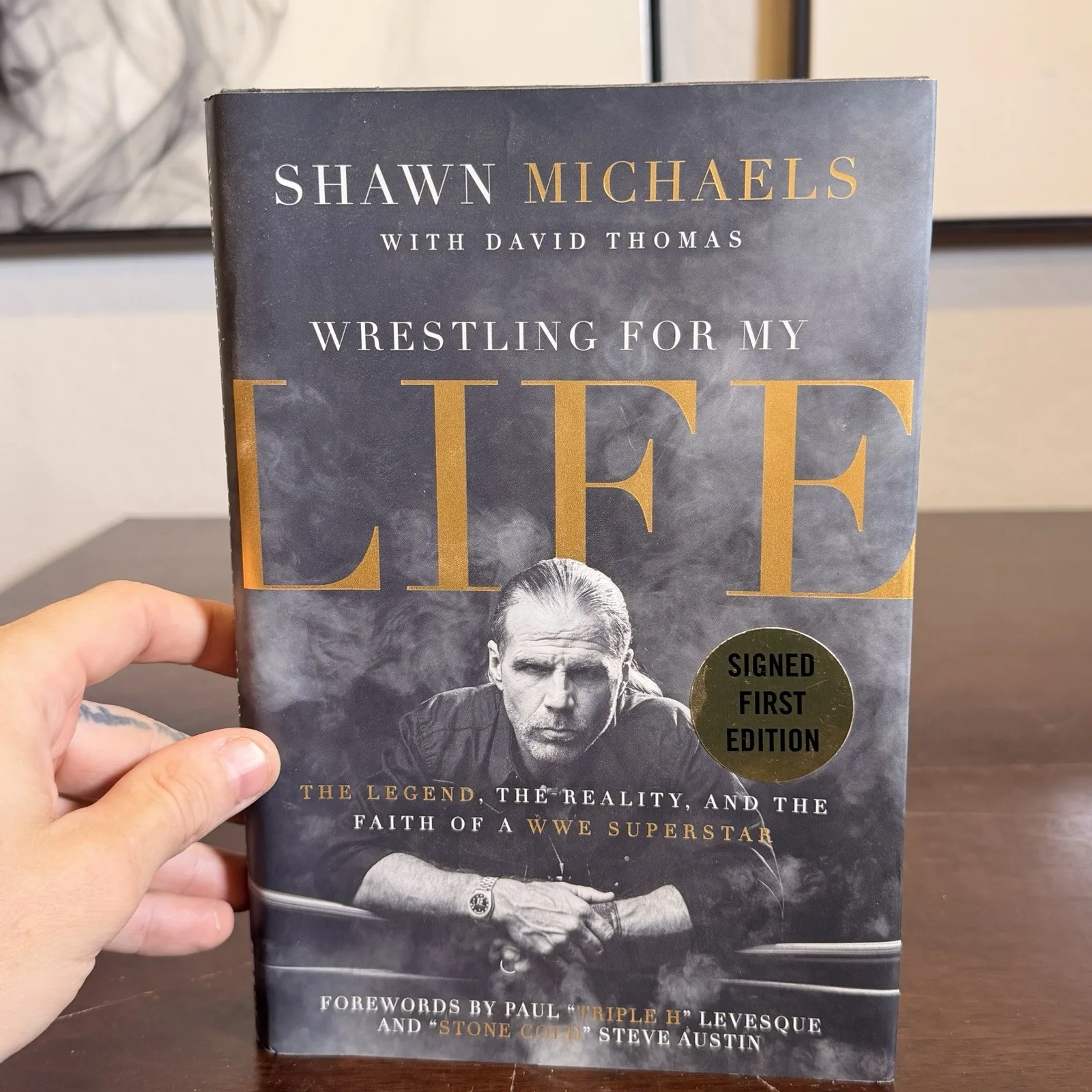 HBK Shawn Michaels signed “fighting for my life” first edition hard cover book., image 2