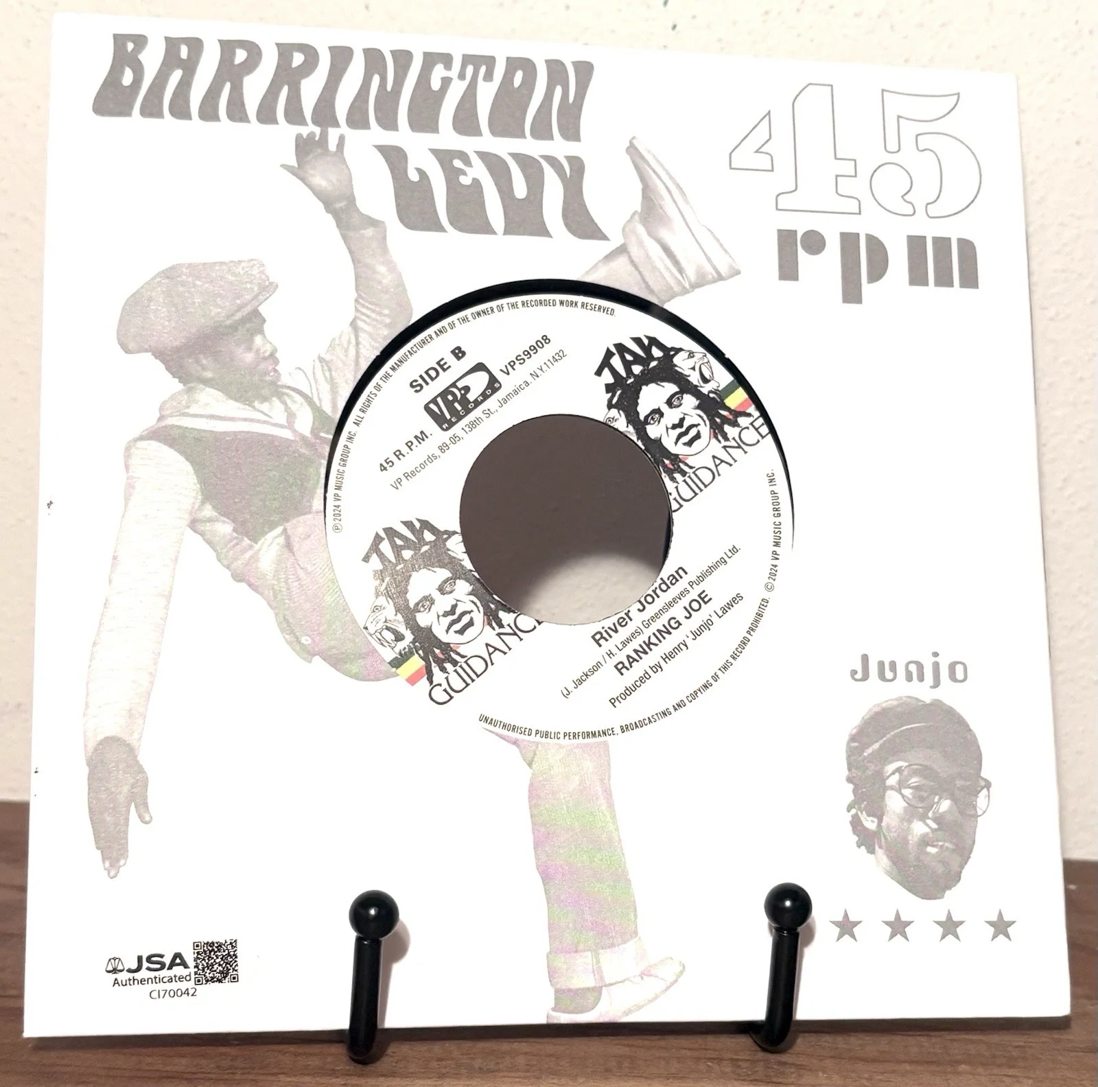 BARRINGTON LEVY SIGNED 7” Vinyl JSA COA Crucifixion River Jordan, image 2