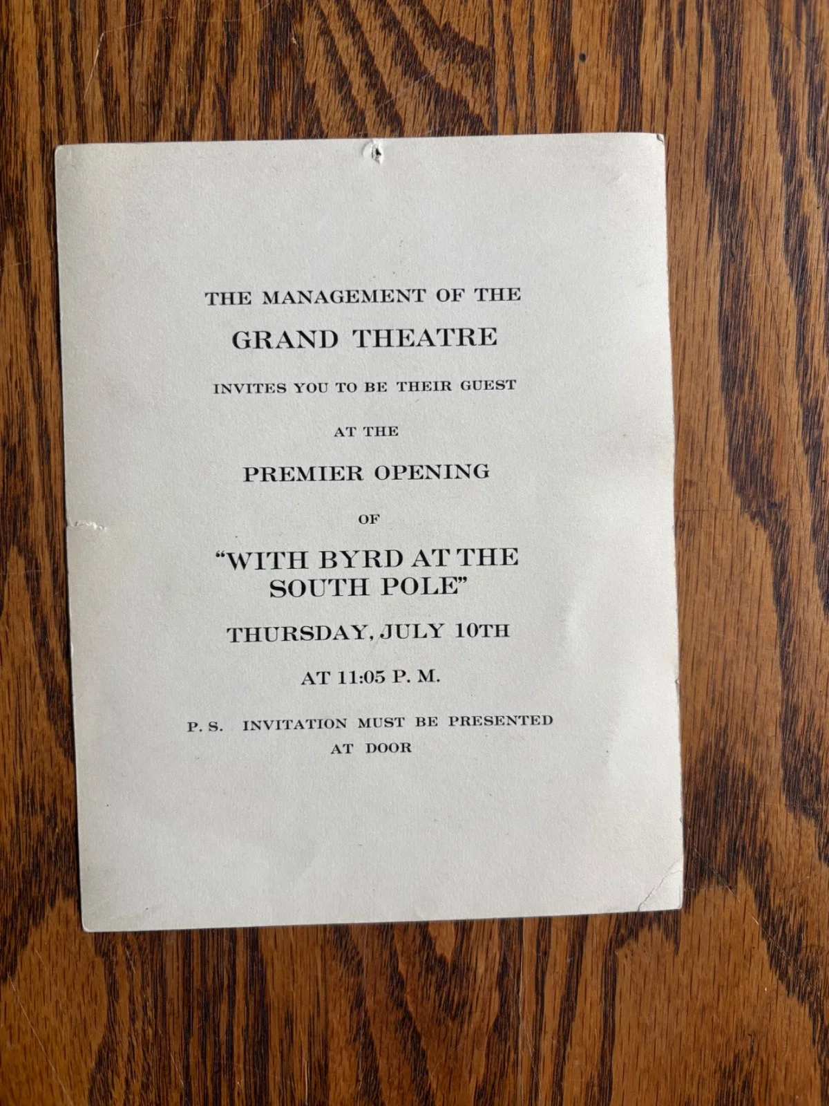 Richard Byrd Signed Photo 1930 South Pole Film Premiere Grand Theatre Kesslere, изображение 3