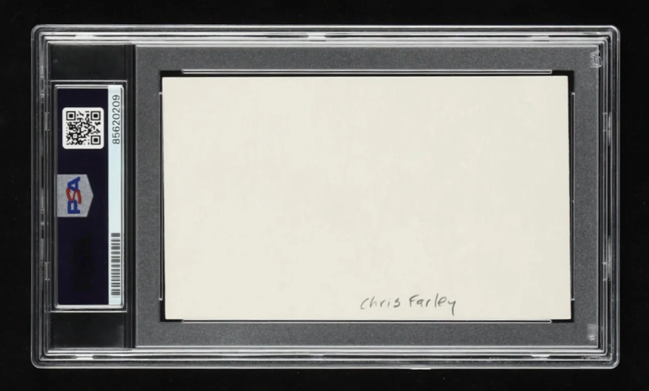 Chris Farley — Chris Farley Signed Autograph 3x5 Index Card PSA/DNA Encapsulated, image 2