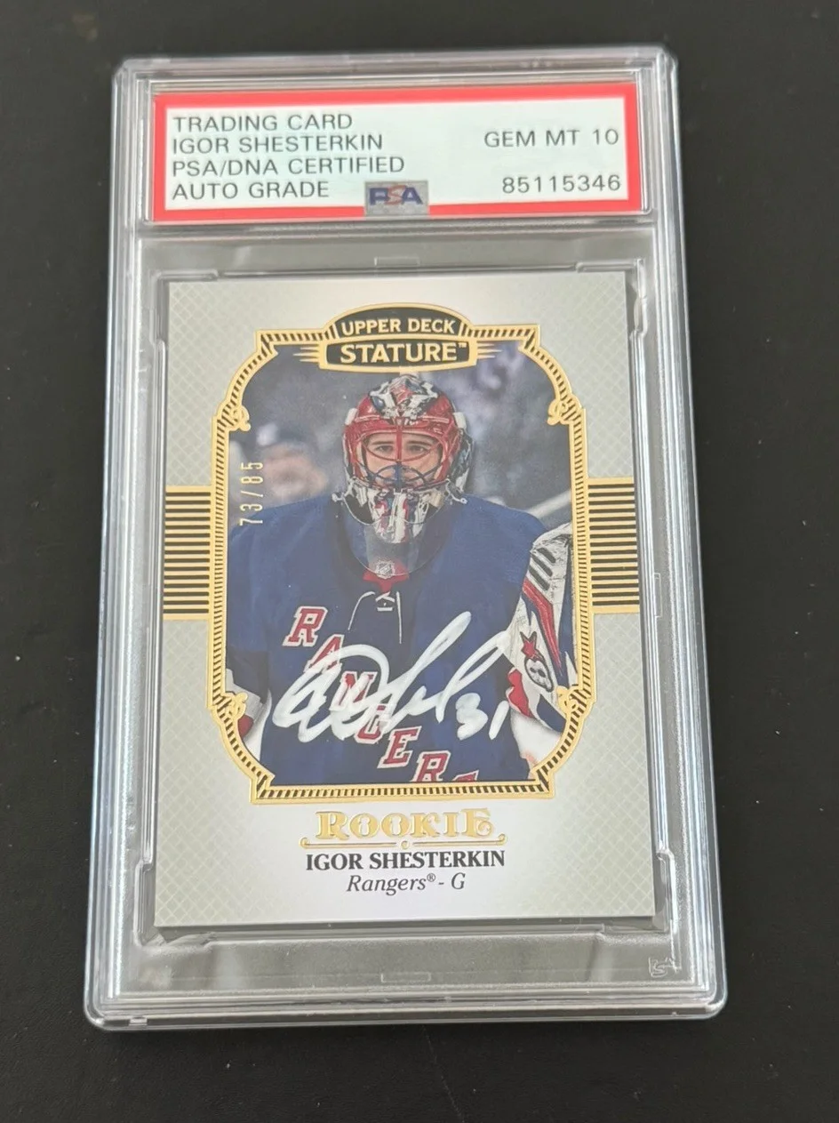 Igor Shesterkin — IGOR SHESTERKIN SIGNED 2019-20 UPPER DECK ROOKIE 85 CARD GEM MINT 10 PSA/DNA