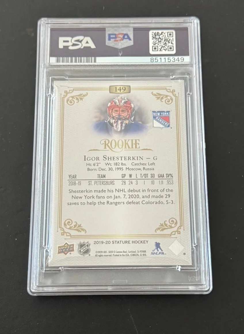 Igor Shesterkin — IGOR SHESTERKIN SIGNED 2019-20 UPPER DECK ROOKIE 15 CARD GEM MINT 10 PSA/DNA, изображение 2