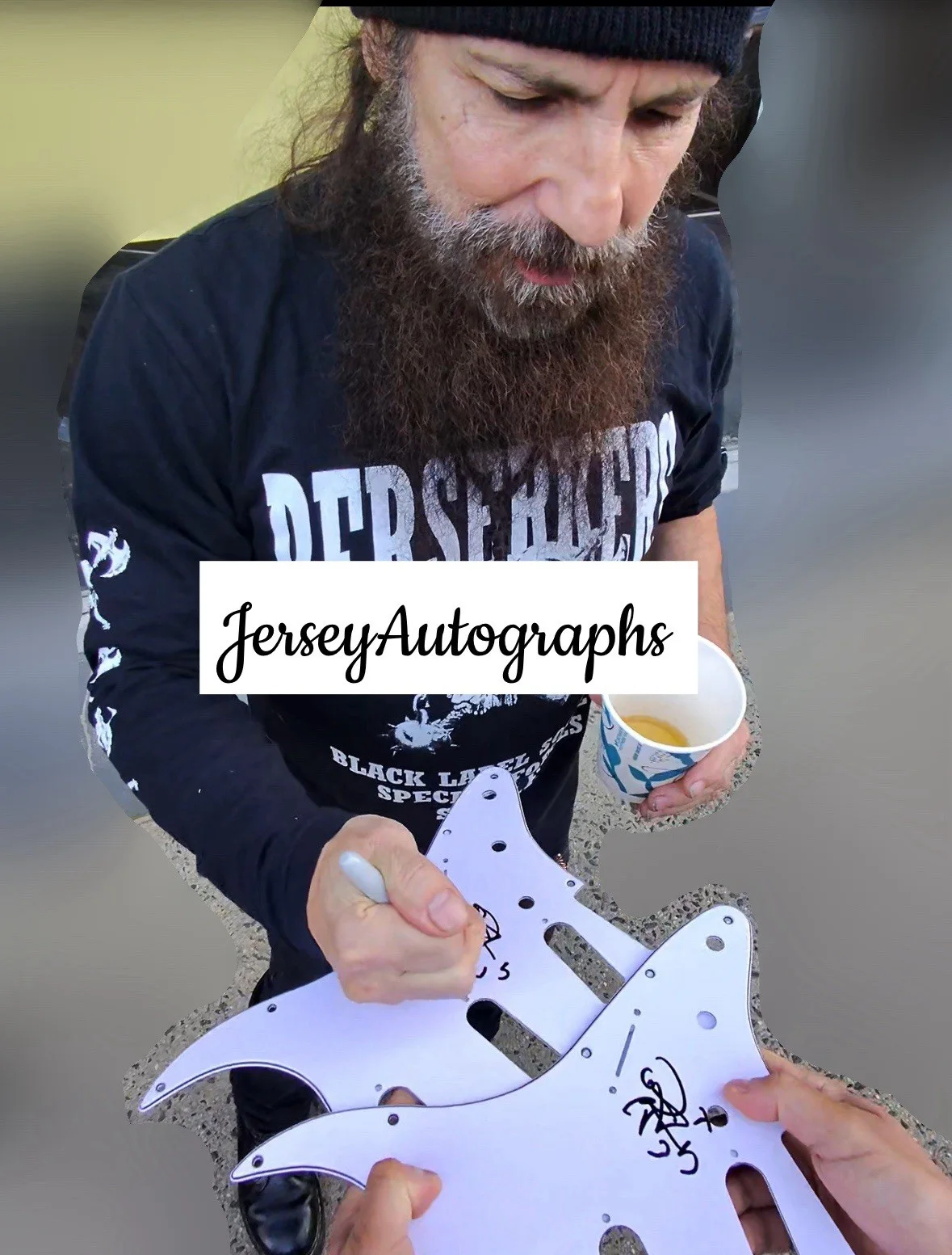 John JD DeServio Signed Electric Guitar Pickguard Exact Proof Black Society, изображение 2