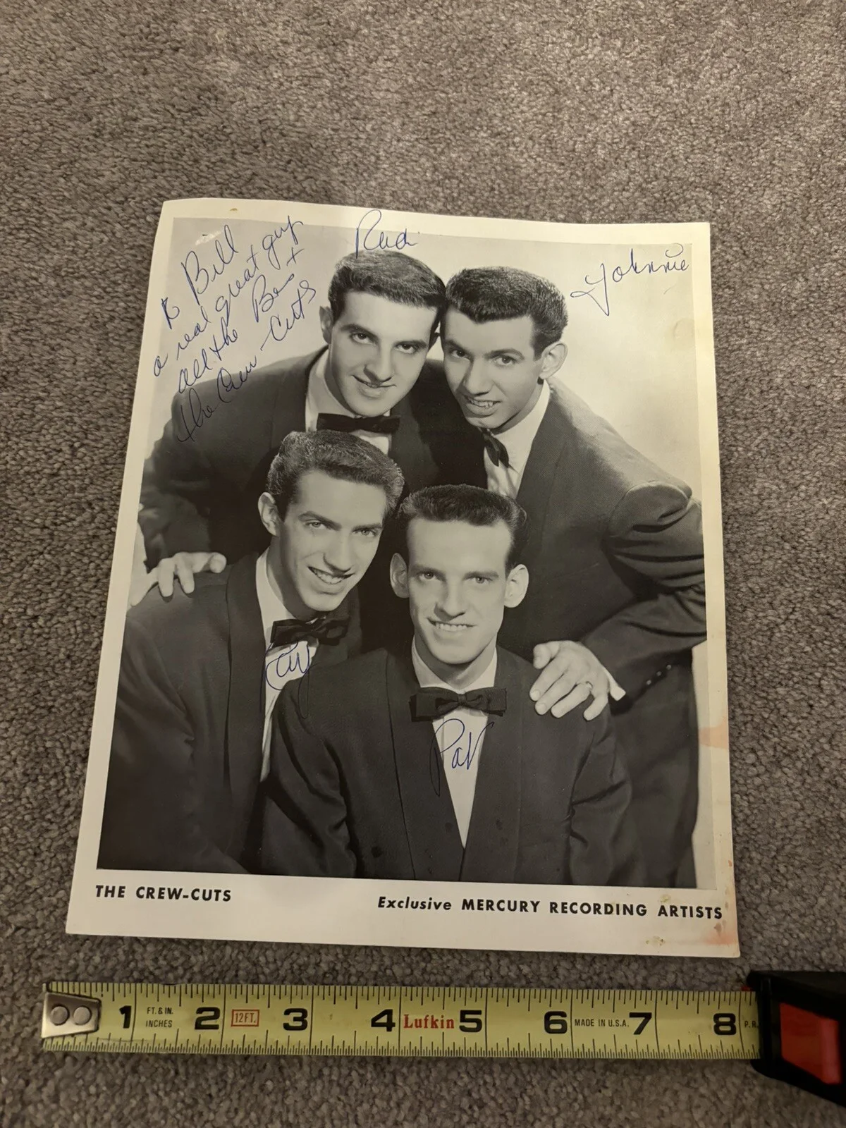The Crew Cuts Music Band Signed Autograph Vintage 8x10 Promo Photo Please Read, image 2