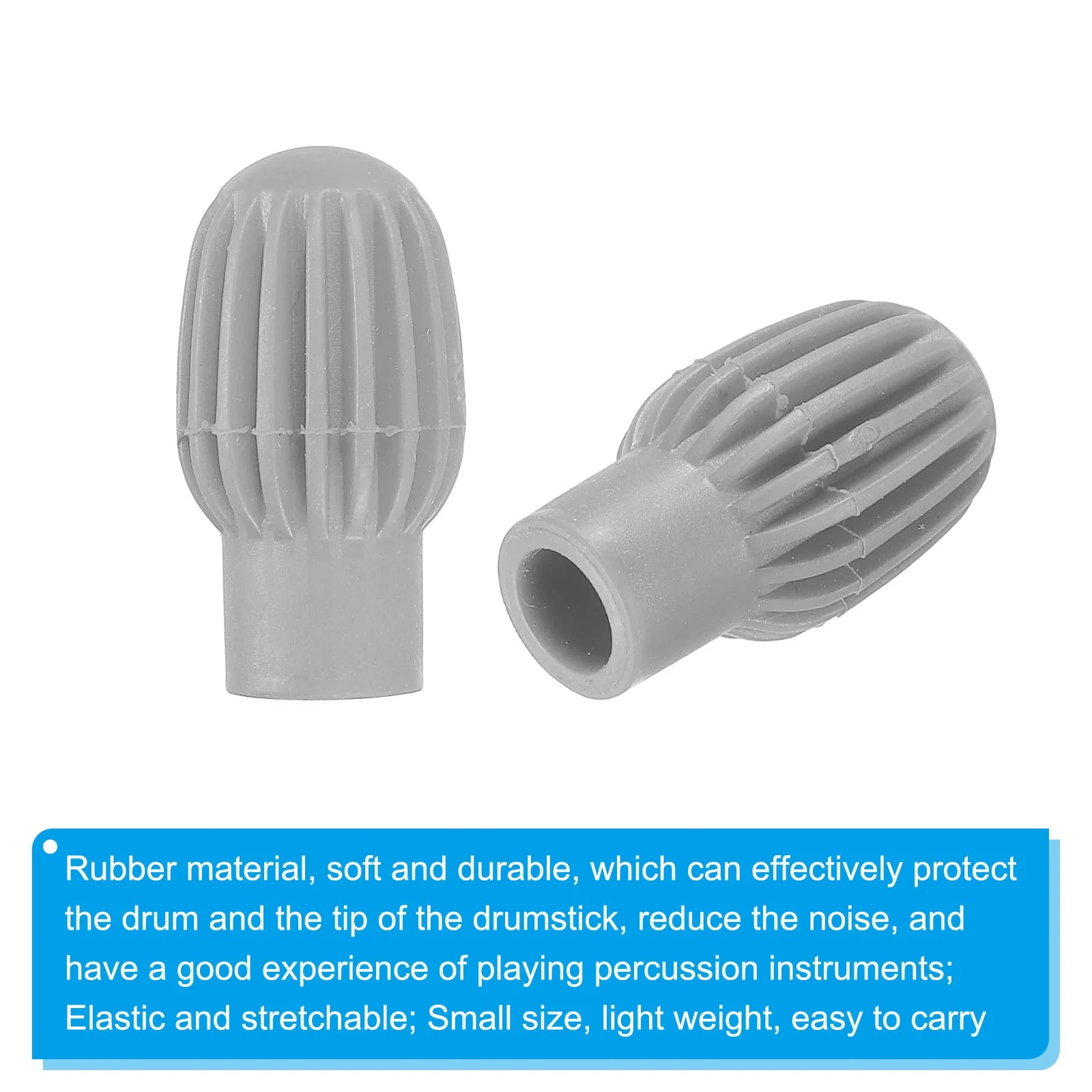 Drum Mute Drumstick Silent Tip Drum Dampener Tips Mute Grey 2pcs, image 4