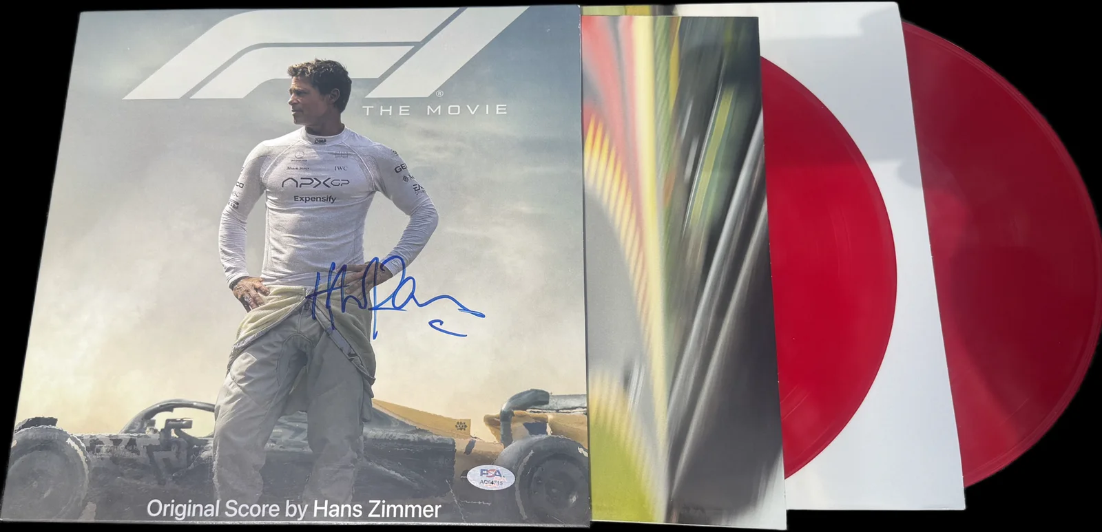 Hans Zimmer Signed F1 Movie Soundtrack Brad Pitt Vinyl Lp Red PSA, изображение 3