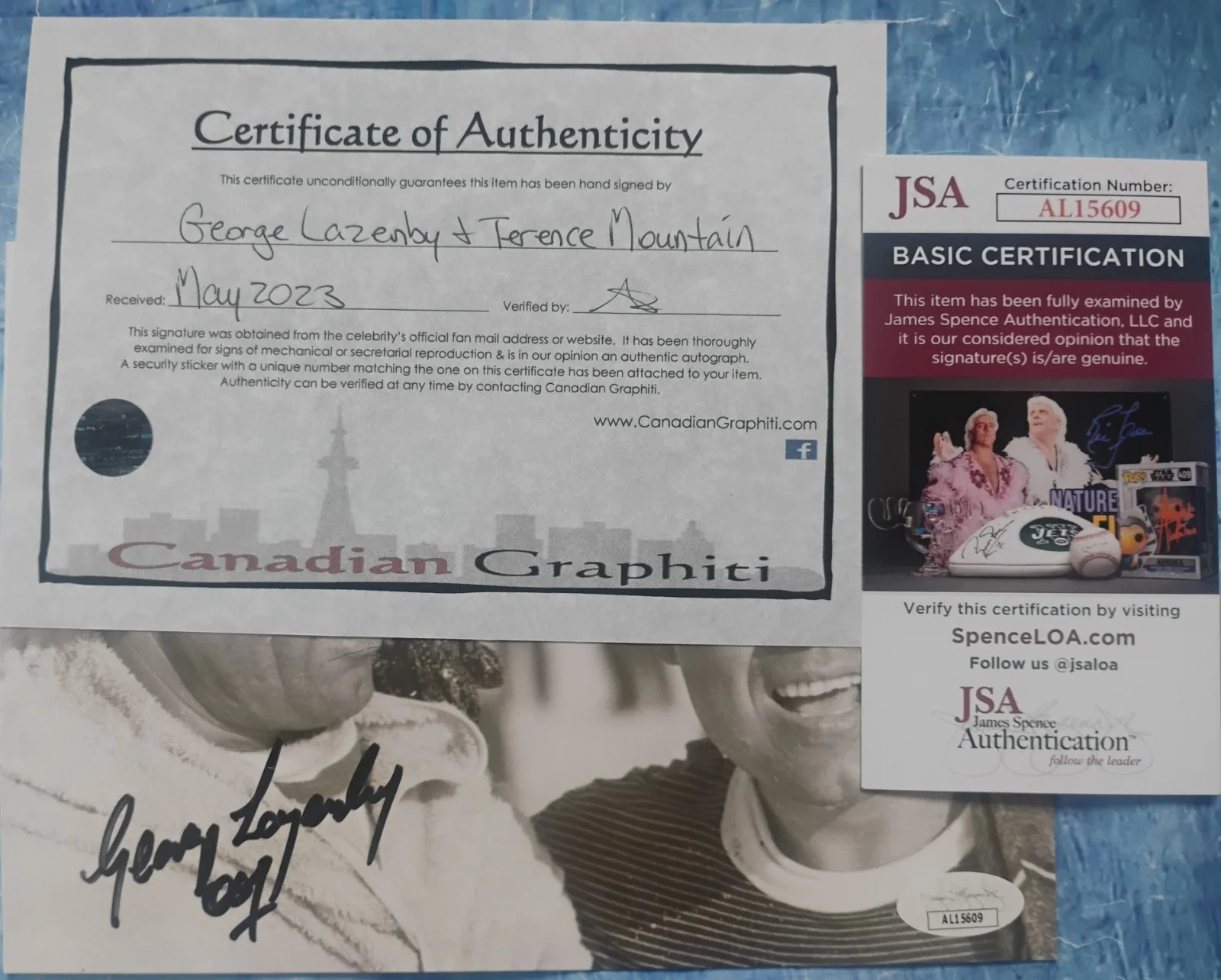 George Lazenby & Terence Mountain Signed Photo JSA COA James Bond NO US TARIFFS, изображение 5