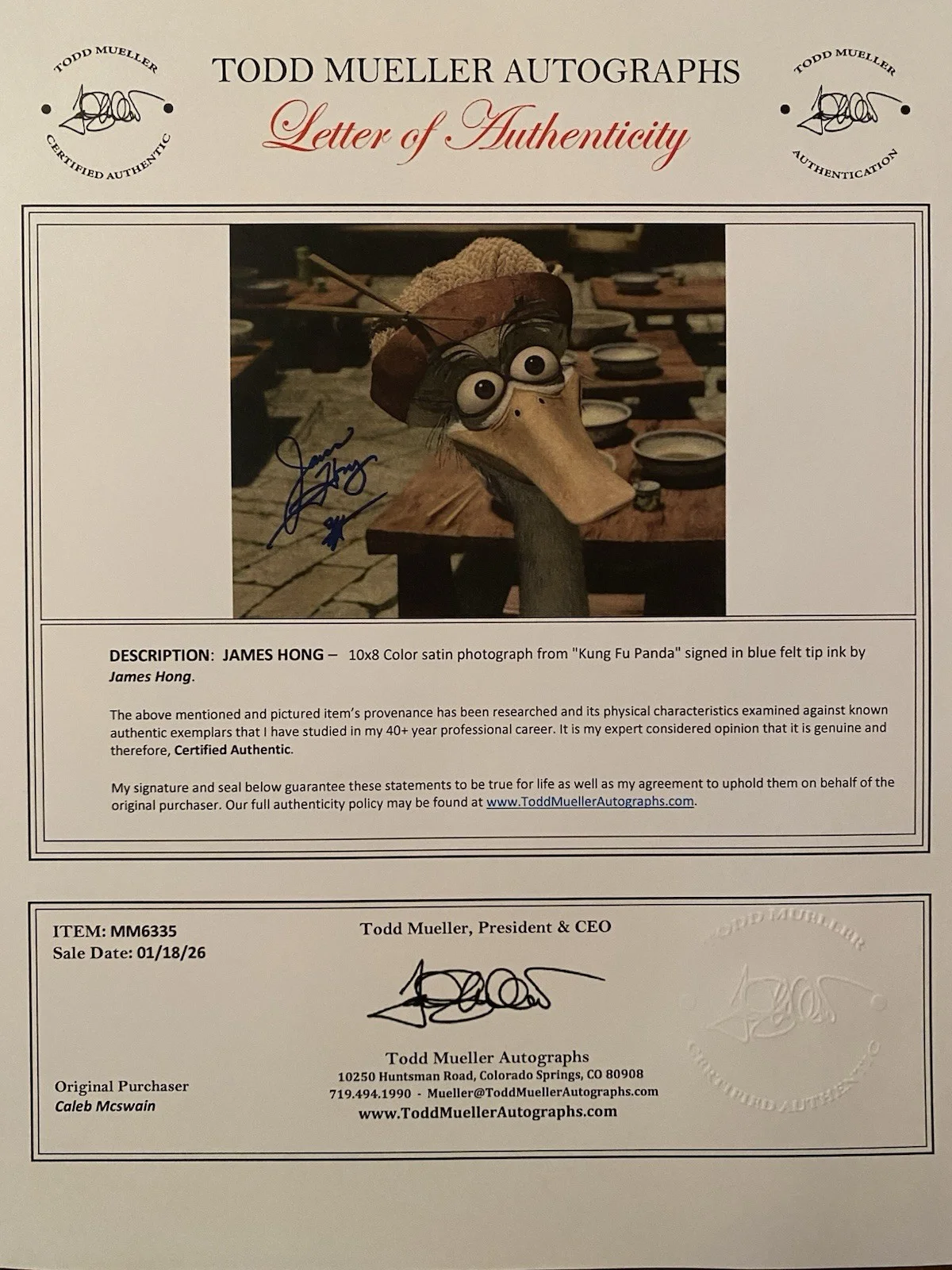 James Hong — James Hong Signed Autographed Photo With COA Kung Fu Panda, изображение 4