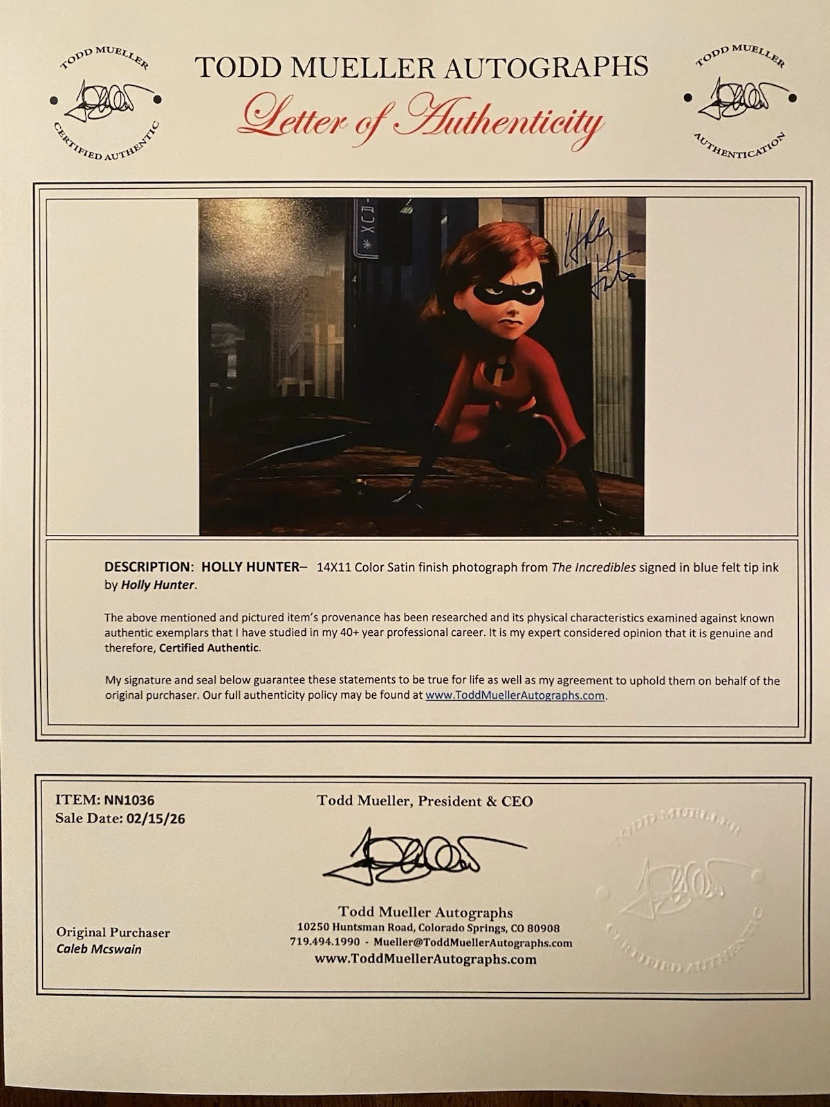 Holly Hunter — Holly Hunter Signed Autographed 14x11 Photo With COA The Incredibles 2, image 4