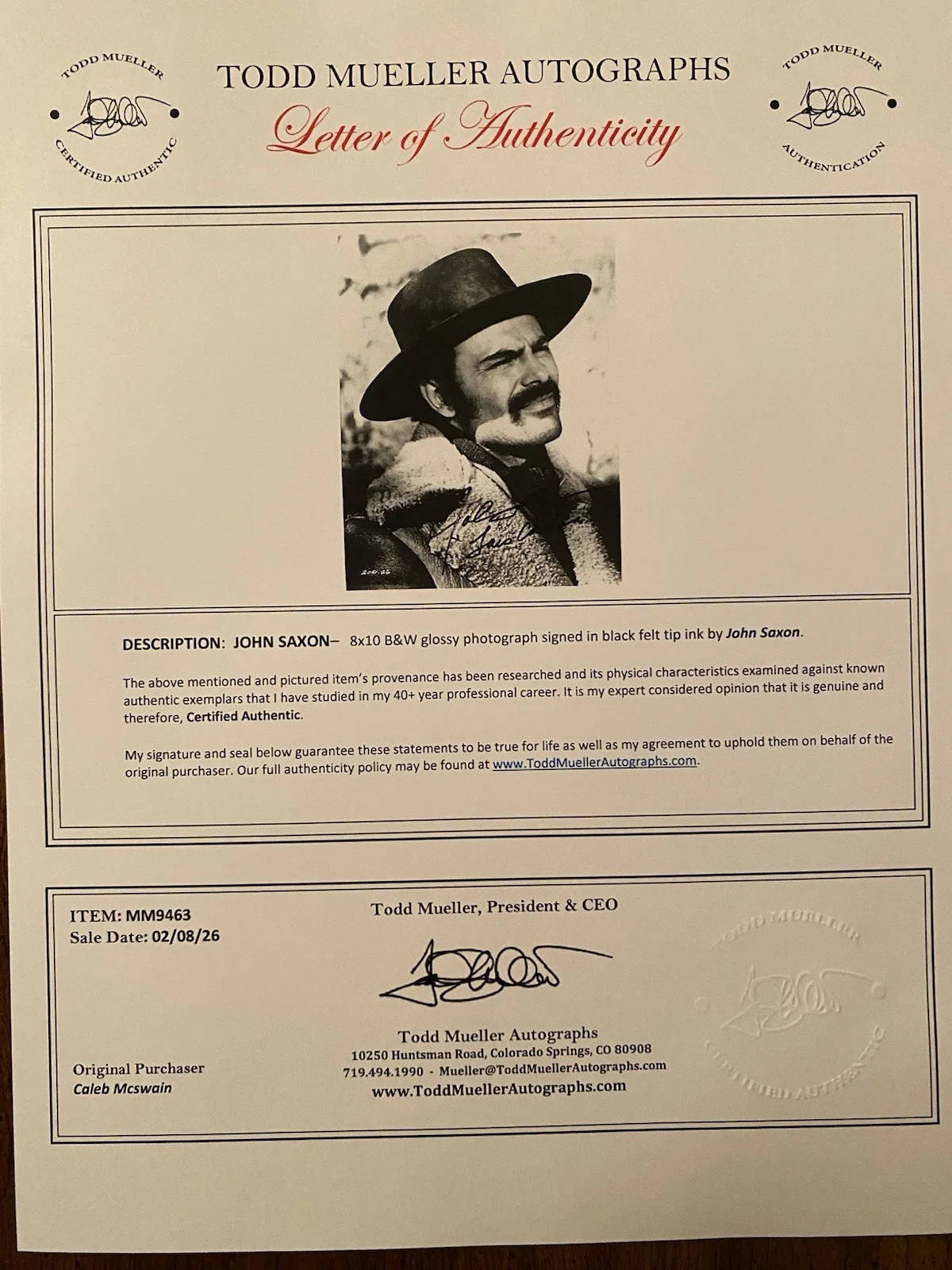 John Saxon — John Saxon Signed Autographed 8x10 Photo With COA Joe Kidd Luis Chama NICE, изображение 4
