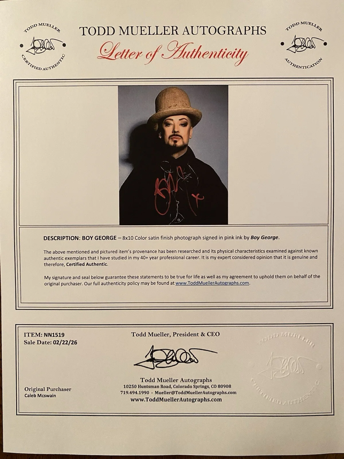 Boy George Signed Autographed Photo With COA Culture Club The Voice Karma Chamel, изображение 4
