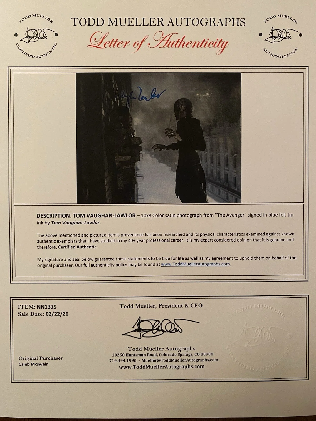 Tom Vaughan Lawlor — Tom Vaughan Lawlor Signed Autographed Photo With COA Ebony Maw Avengers Endgame, image 4