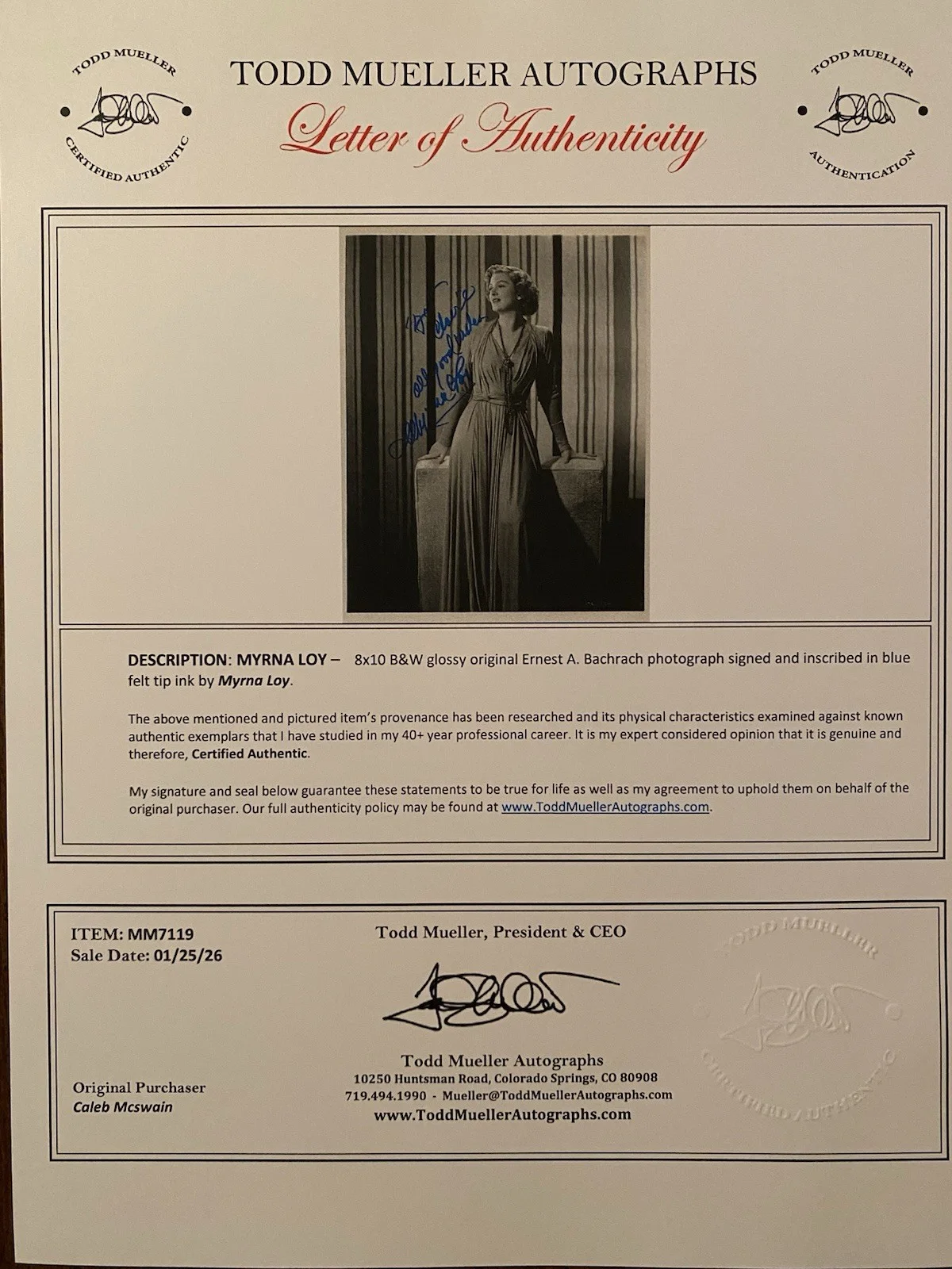 Myrna Loy — Myrna Loy Signed Autographed Photo With COA The Thin Man Mr Blandings Builds His, изображение 5