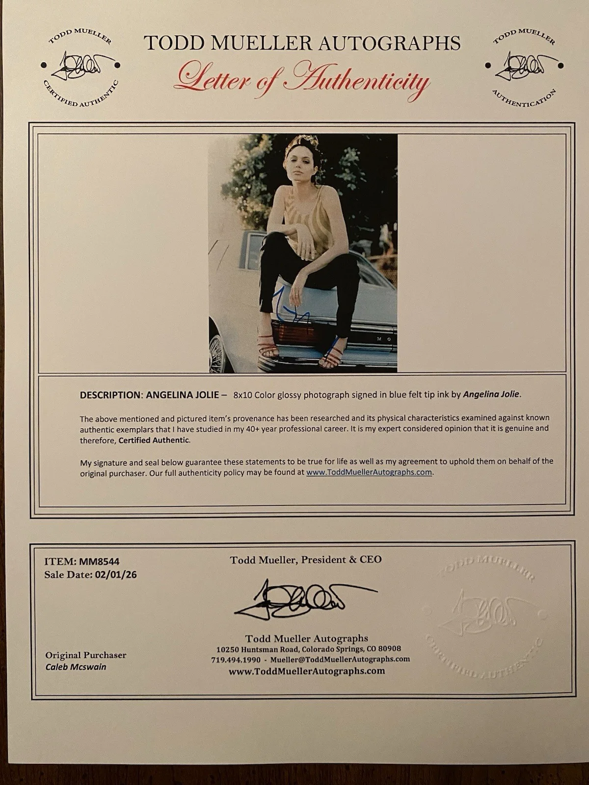 Angelina Jolie — Angelina Jolie Signed Autographed Photo With COA Tomb Raider Maleficent, image 4