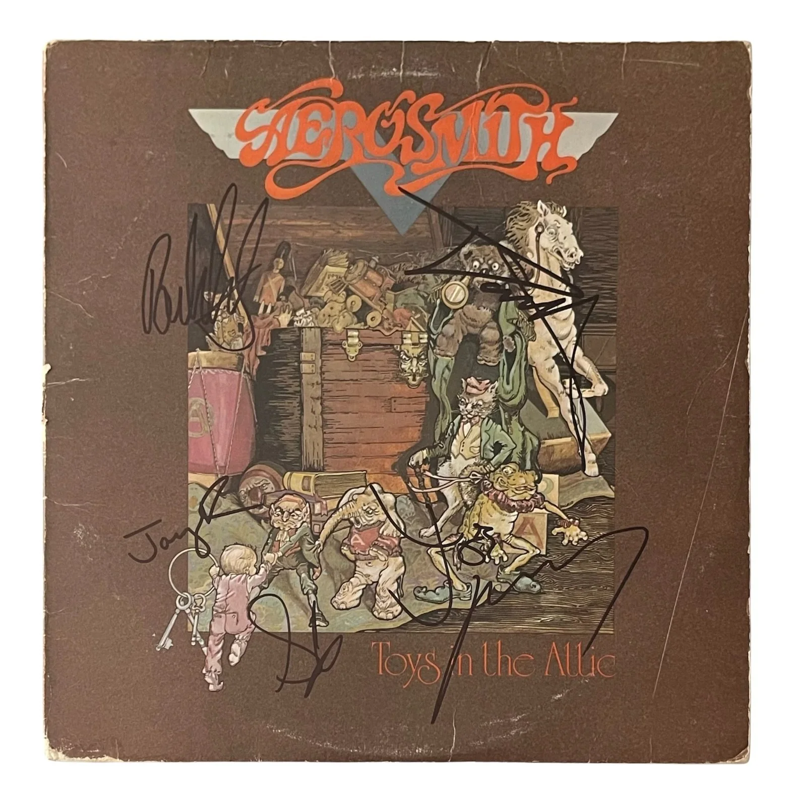 AEROSMITH x5 STEVEN TYLER Band Signed TOYS IN THE ATTIC Record EPPERSON COA, image 2