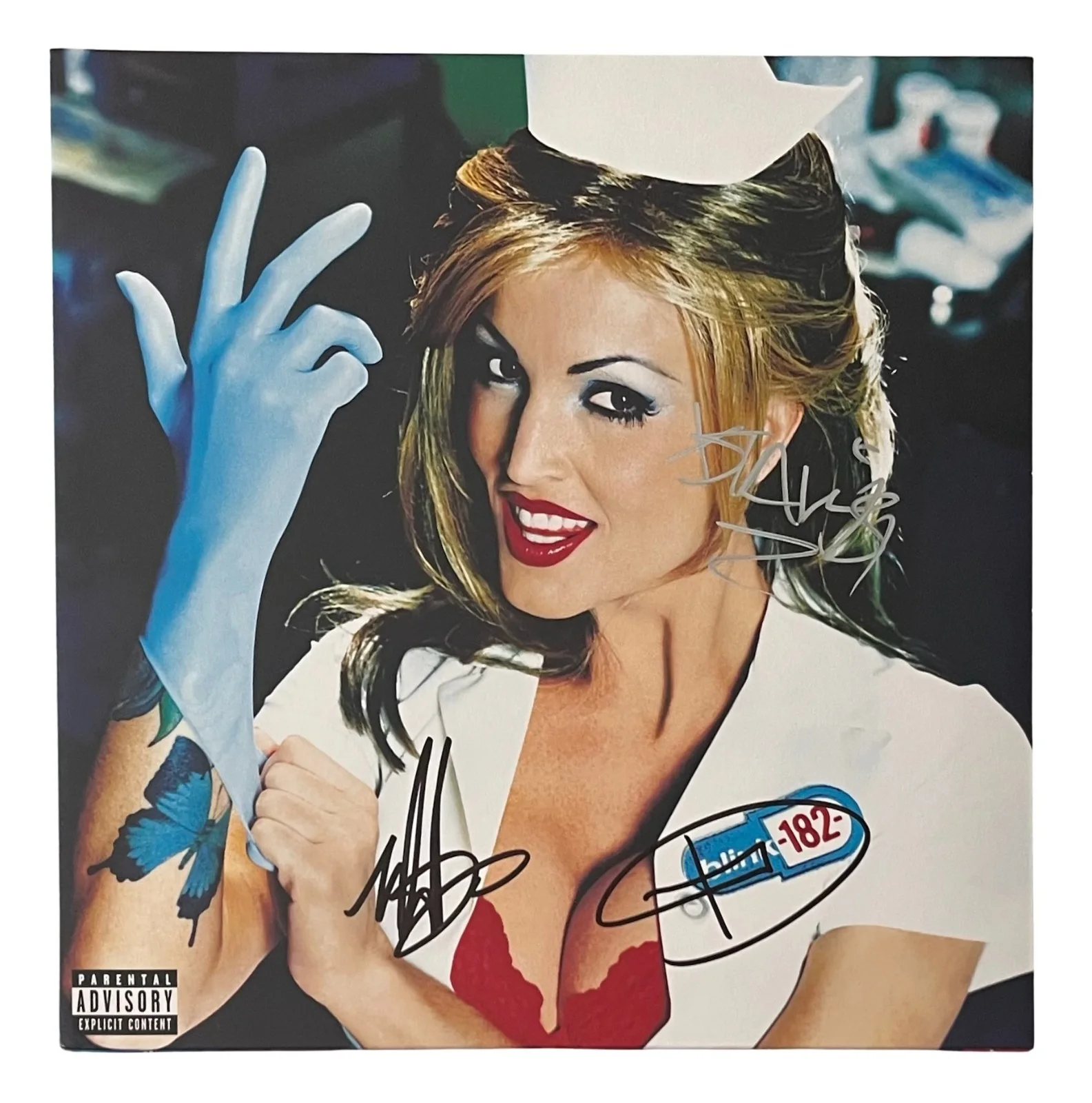 BLINK-182 x3 TOM DELONGE Band Signed ENEMA OF THE STATE Record EPPERSON COA, image 2