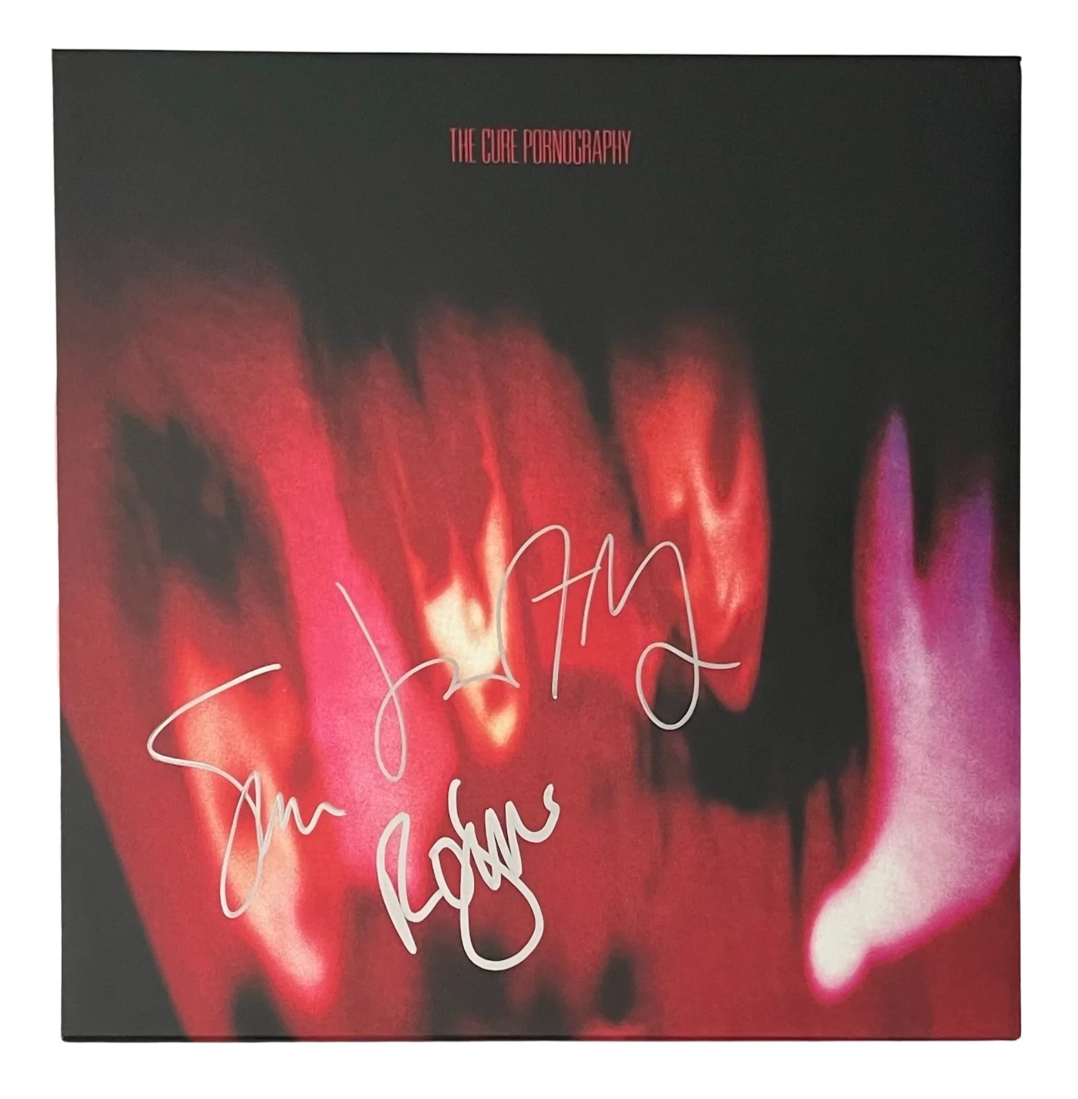THE CURE x3 ROBERT SMITH Band Signed PORNOGRAPHY Vinyl Record ROGER EPPERSON COA, image 2