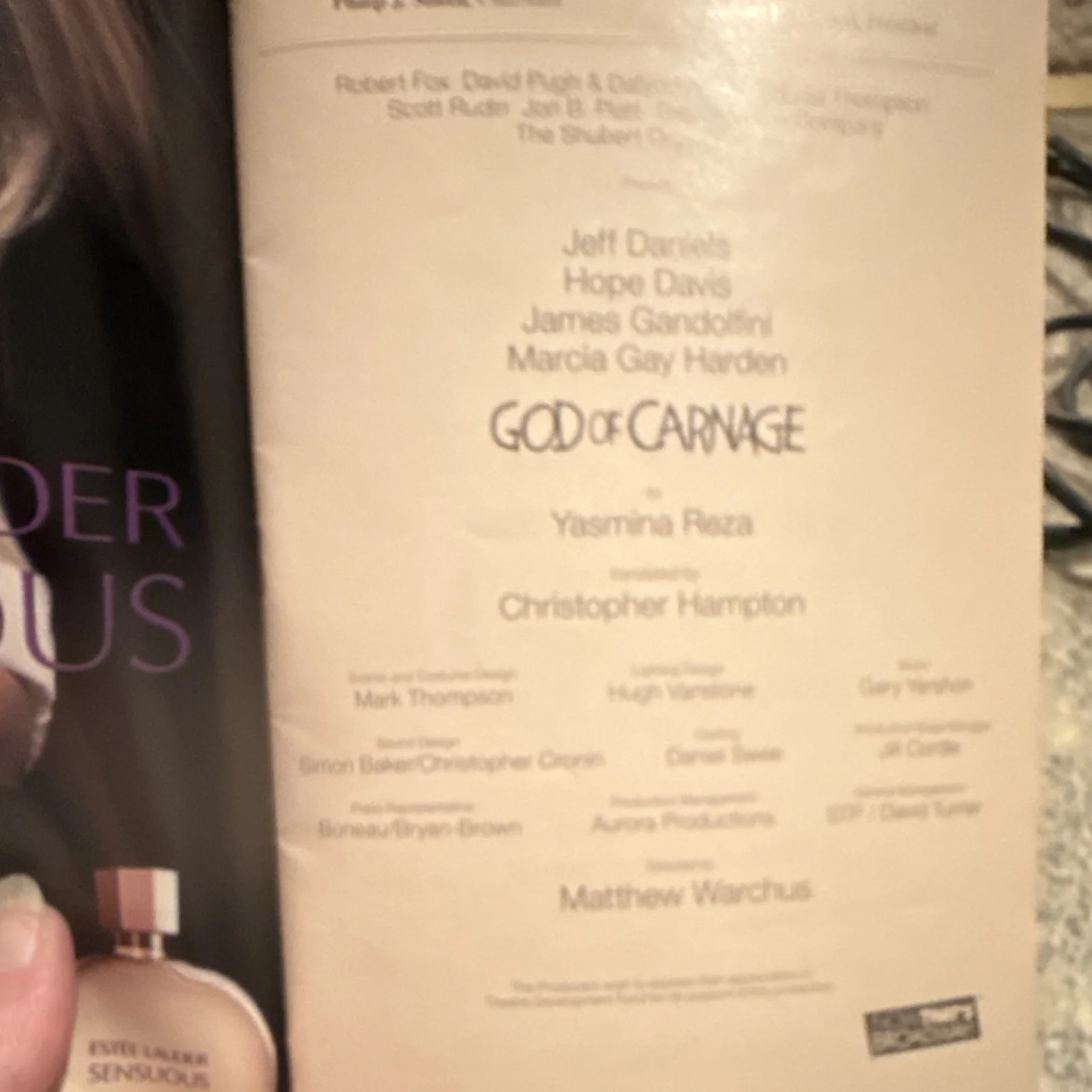 Jeff Daniels, Hope Davis, James Gandolfini, Marcia Gay Harden — God of Carnage Autographed Original Broadway playbill signed by cast., изображение 2