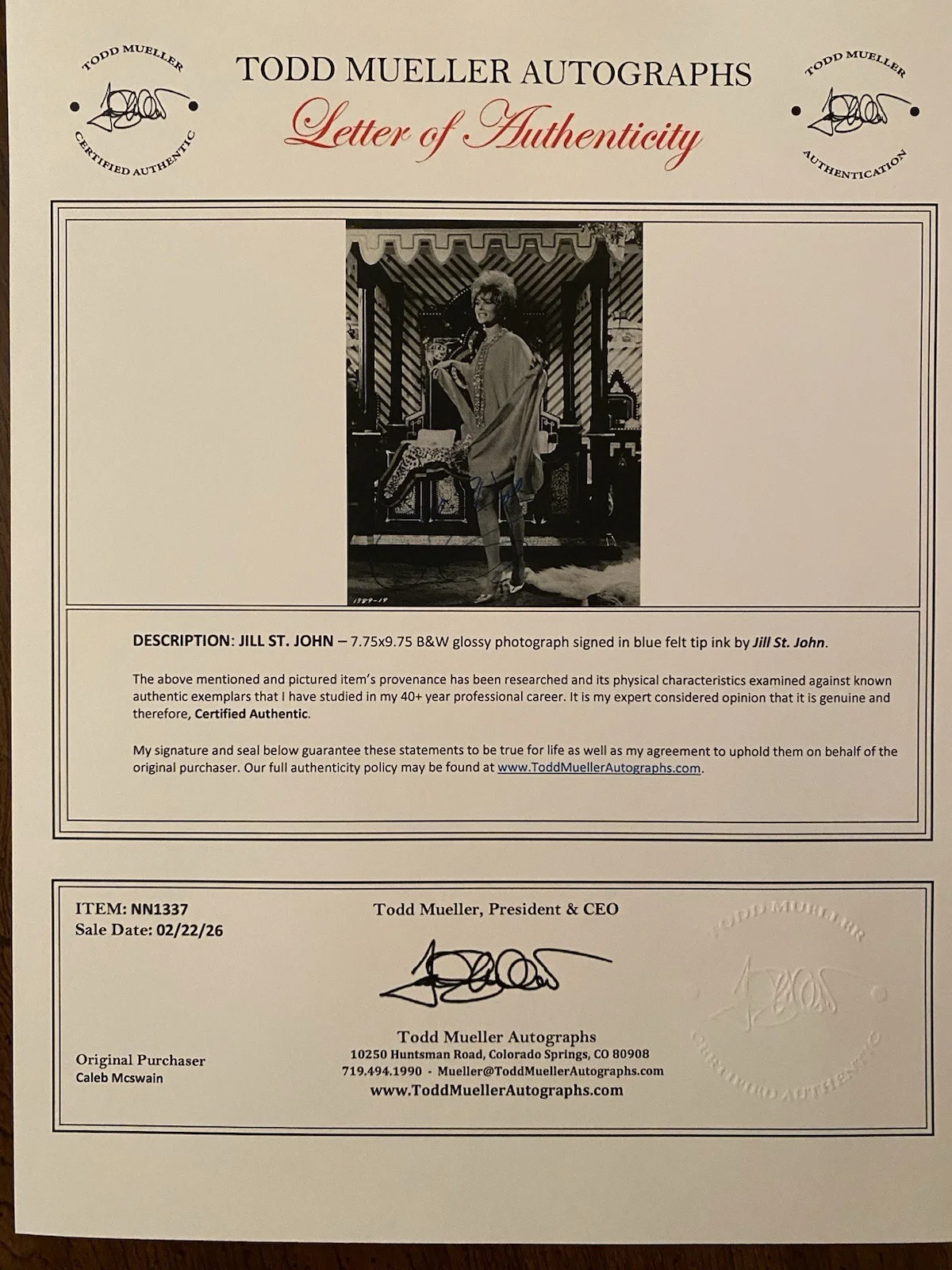 Jill St John — Jill St John Signed Autographed Photo With COA Diamonds Are Forever Batman 66, изображение 5