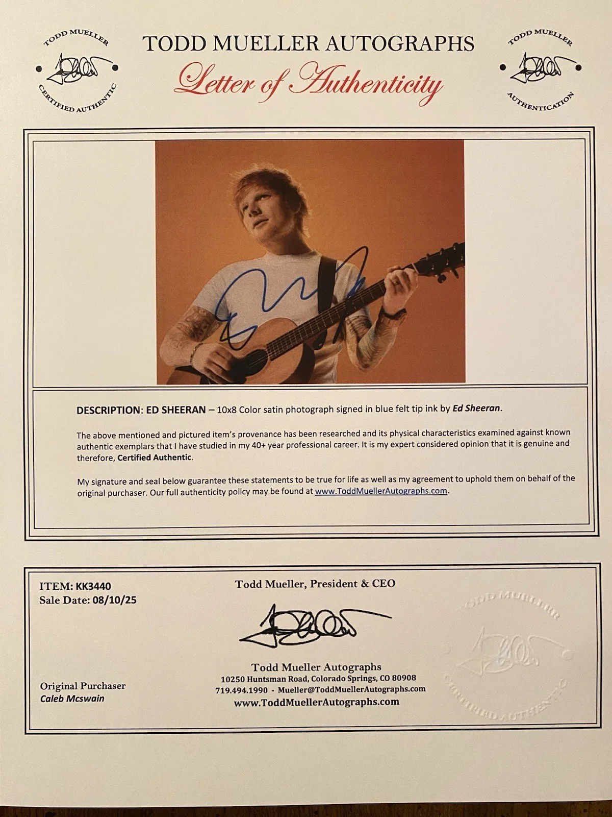 Ed Sheeran Signed Autographed 10x8 Photo With COA Singer Songwriter Perfect, изображение 4