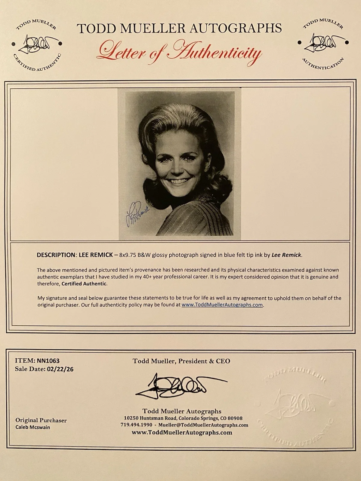 Lee Remick — Lee Remick Signed Autographed Photo With COA Days Of Wine And Roses, image 4