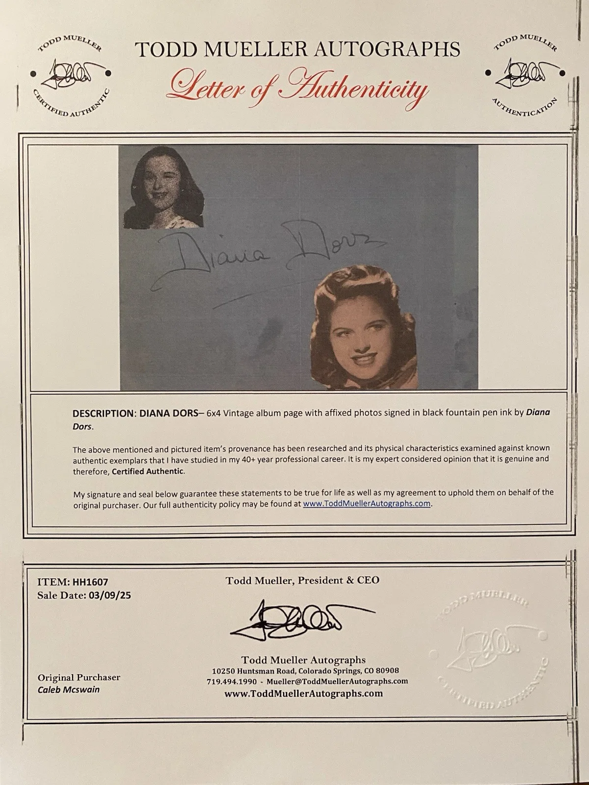 Diana Dors — Diana Dors Signed Autographed Vintage Album Page With COA Berserk The Long Haul, image 5