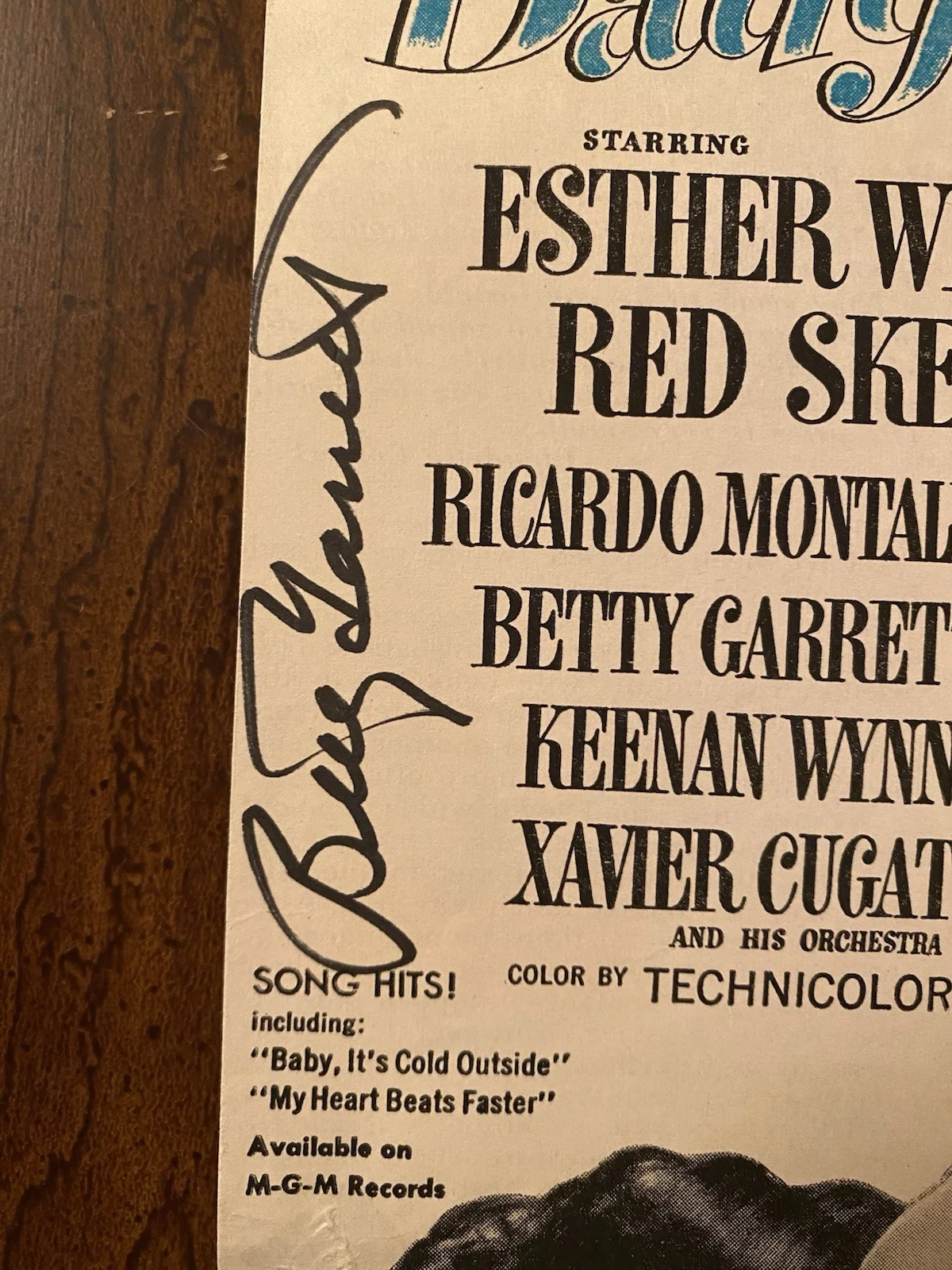 Esther Williams, Betty Garrett, Ricardo Montalban — Neptune’s Daughter Cast Signed Autographed Vintage Advertisement By 3 With COA, image 2