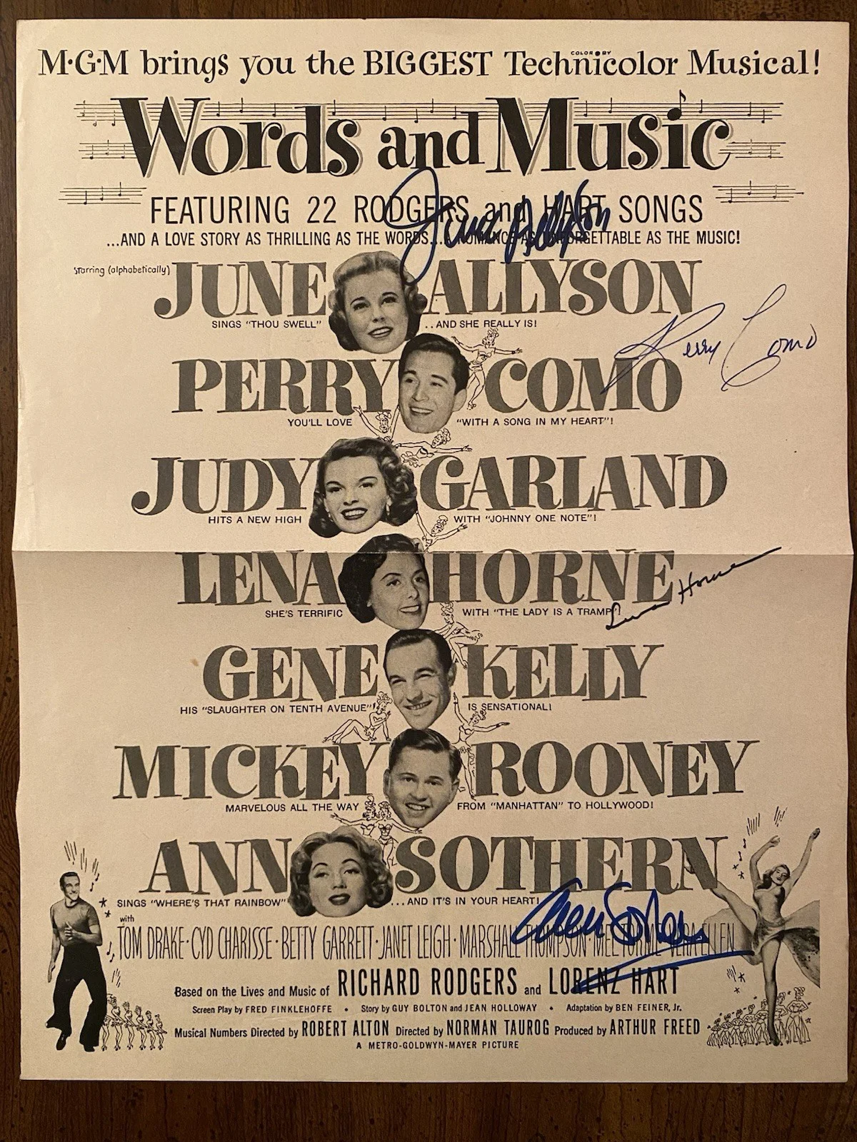 June Allyson, Lena Horne, Janet Leigh, Ann Sothern — Words And Music Vintage Magazine Ad Cast Signed Autographed By 4 With COA RARE