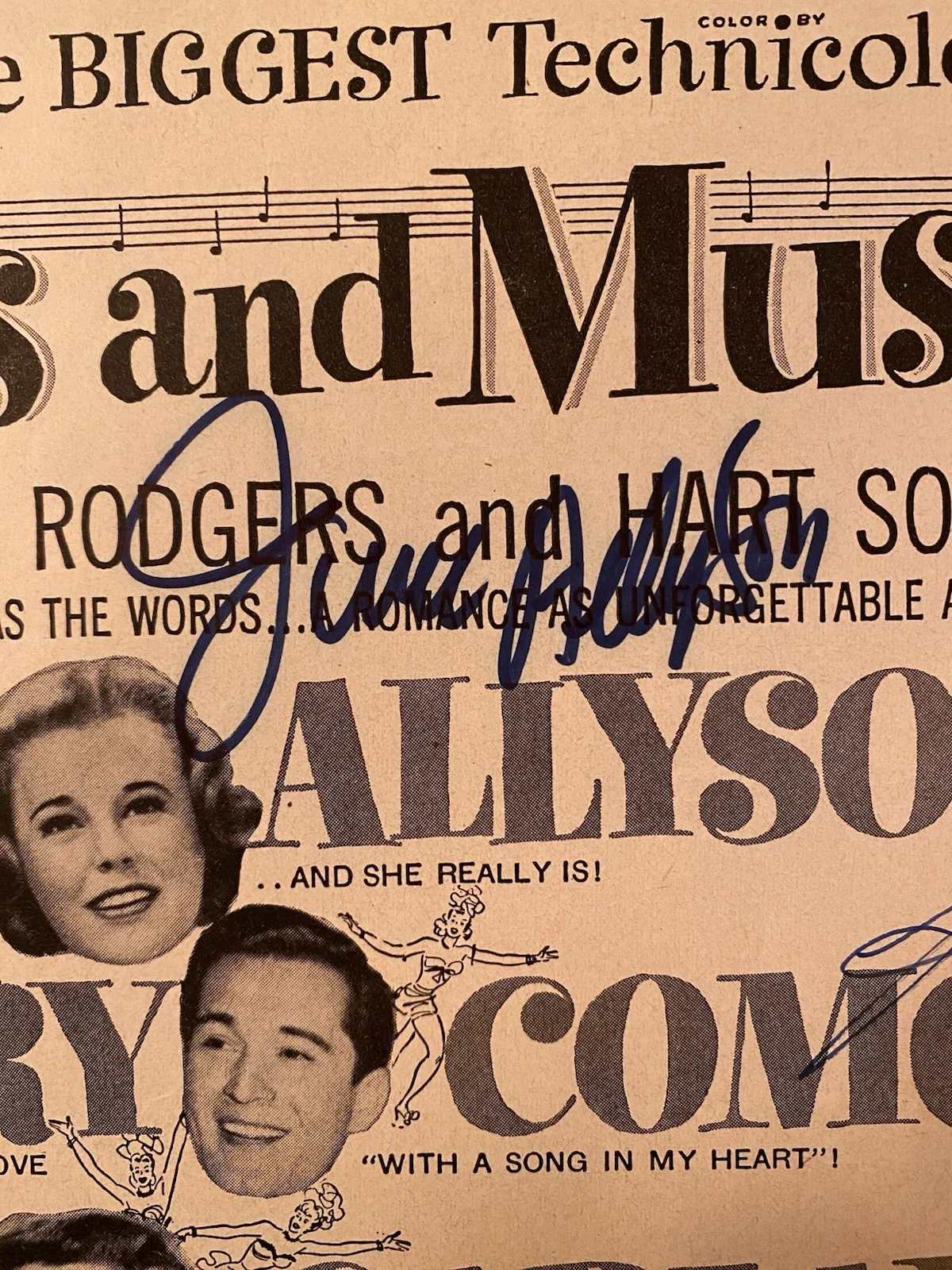 June Allyson, Lena Horne, Janet Leigh, Ann Sothern — Words And Music Vintage Magazine Ad Cast Signed Autographed By 4 With COA RARE, image 2