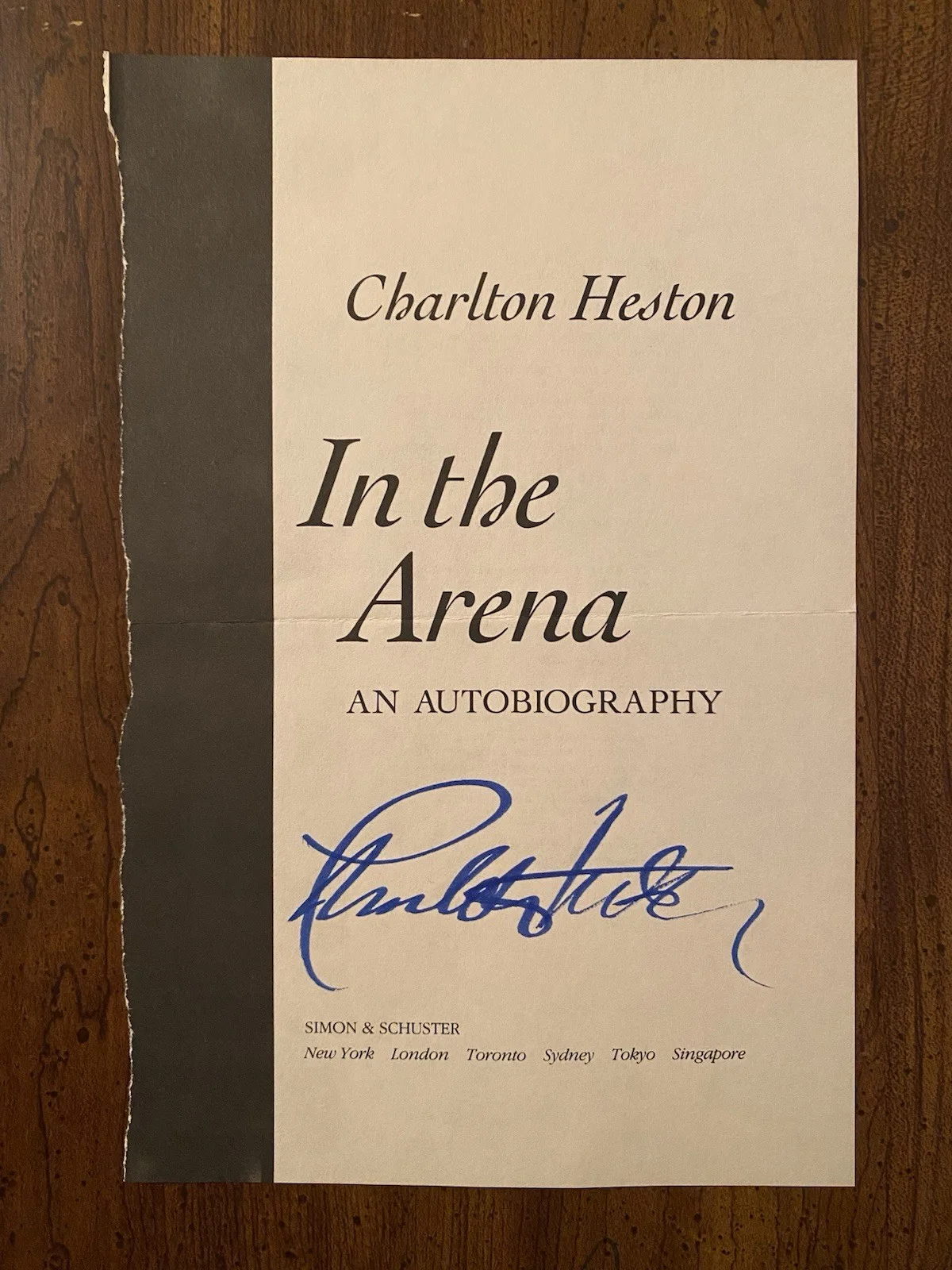Charlton Heston — Charlton Heston Signed Autographed In The Arena Book Page With COA Ben Hur, image 3