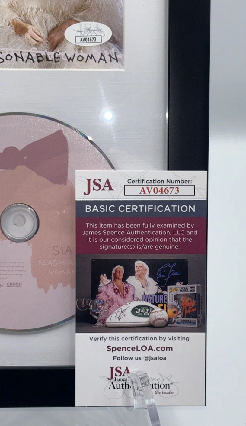 SIA REASONABLE WOMAN SIGNED CD AUTOGRAPHED FRAMED & MATTED JSA COA AV04673 RARE, изображение 4