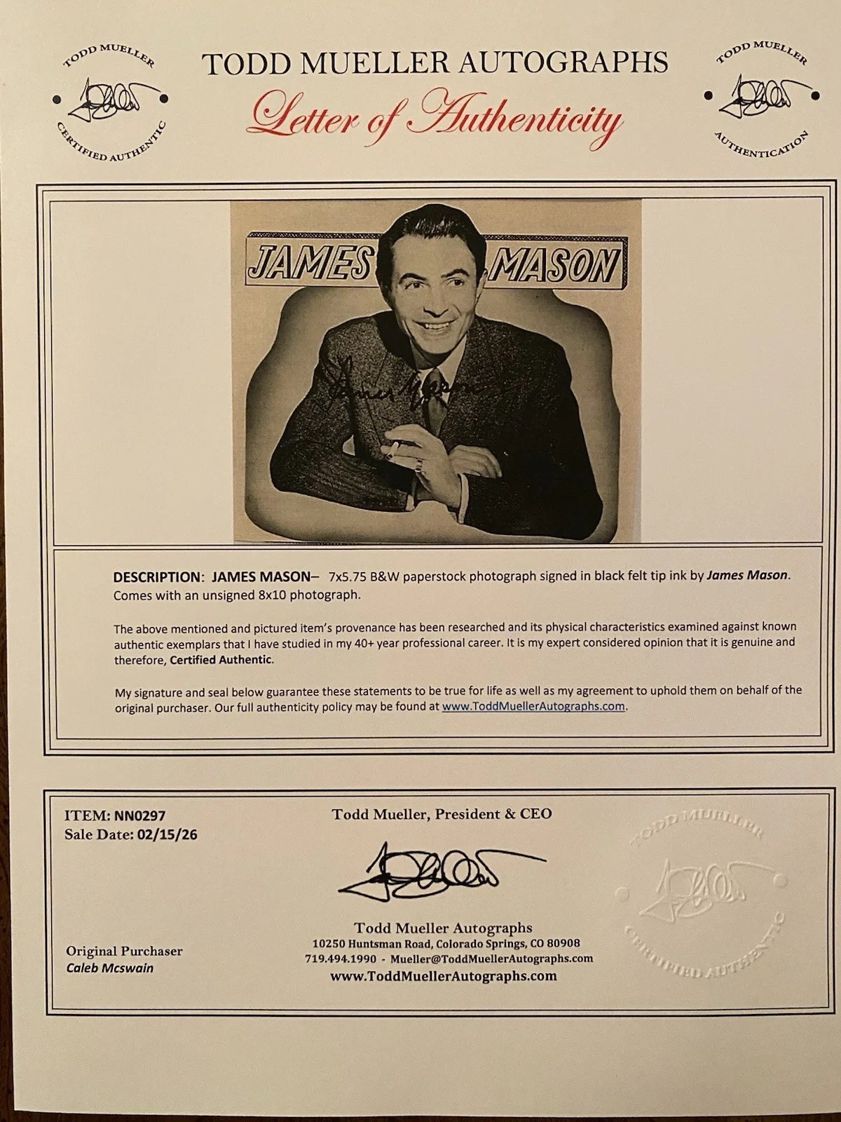 James Mason — James Mason Signed Autographed Photo With COA Forever Darling 20,000 Leagues Und, image 5
