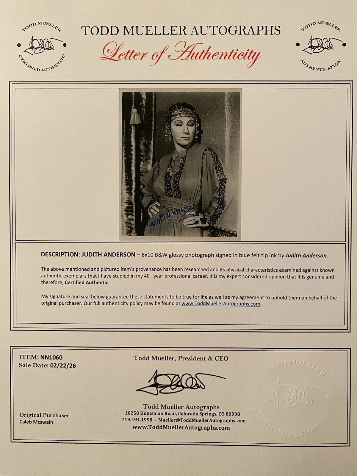 Judith Anderson — Judith Anderson Signed Autographed Photo With COA The Ten Commandments RARE, image 4