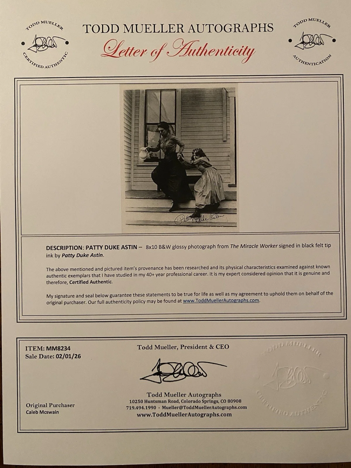 Patty Duke — Patty Duke Signed Autographed 8x10 Photo With COA The Miracle Worker Helen Kelle, image 4