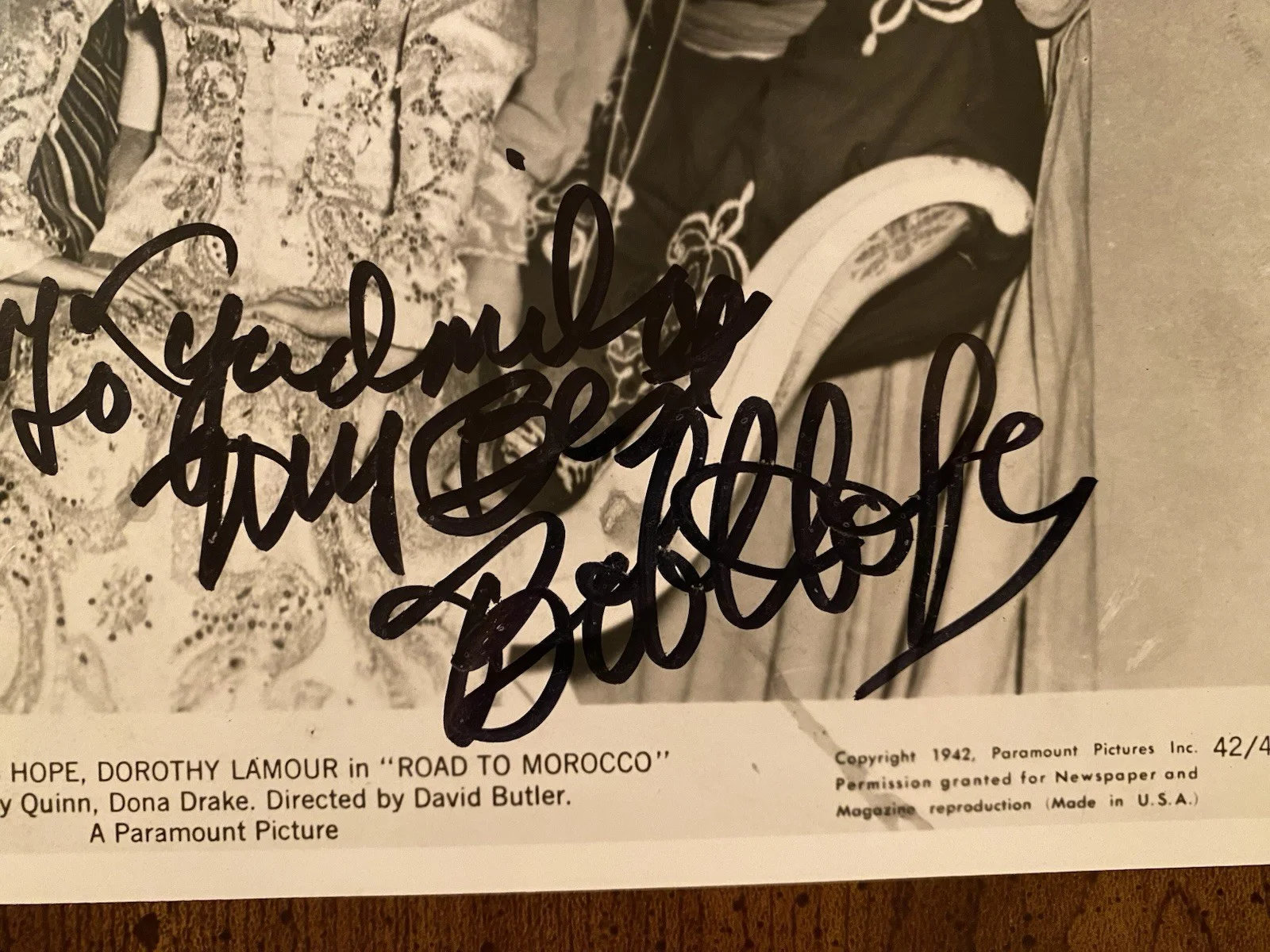 Bob Hope, Dorothy Lamour — Bob Hope Dorothy Lamour Signed Autographed Photo With COA Road To Morocco BOTH, image 4